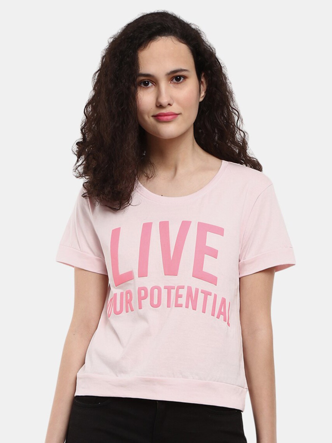 

V-Mart Women Pink Typography Printed T-shirt