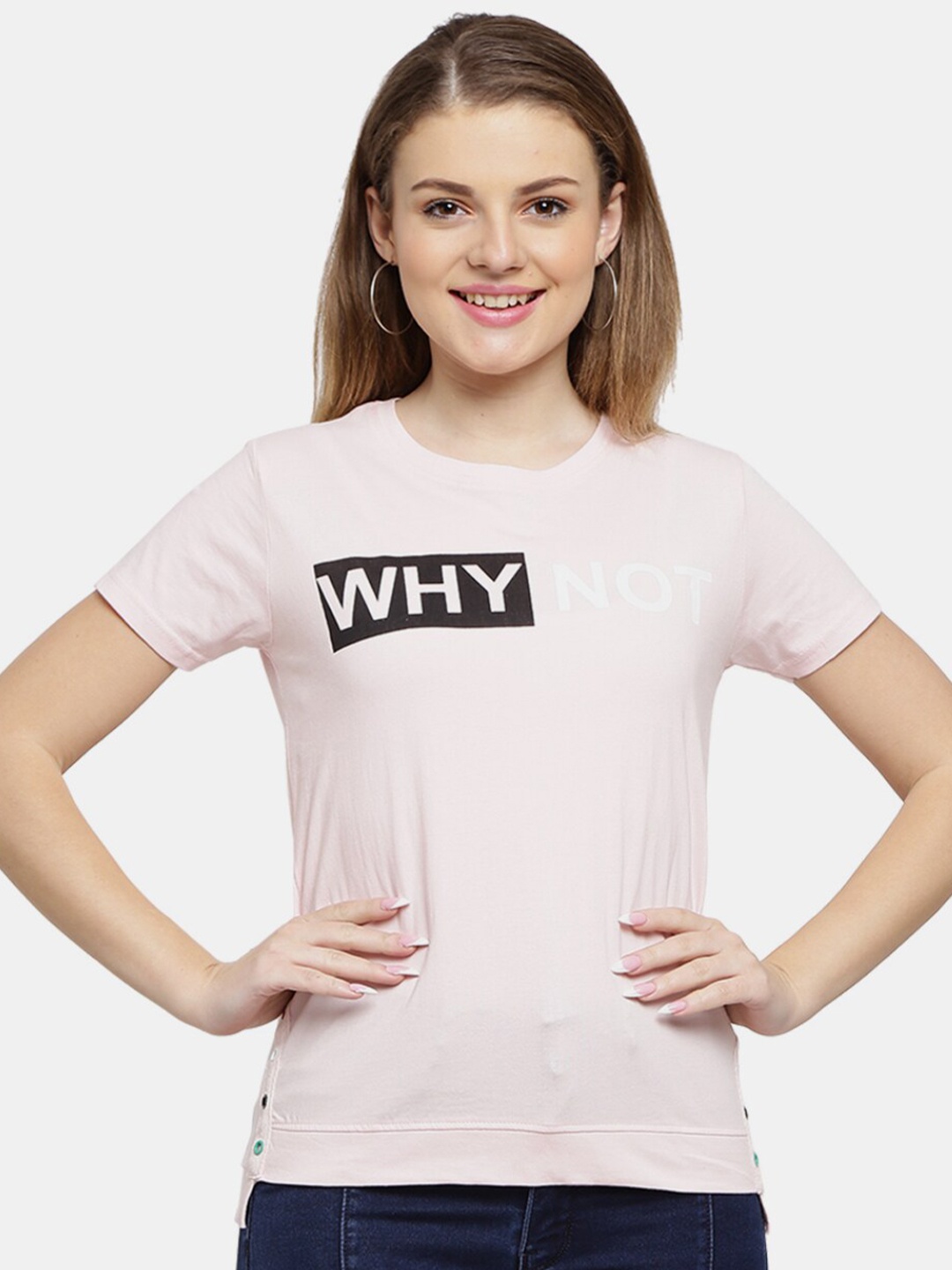 

V-Mart Women Pink Typography Printed T-shirt