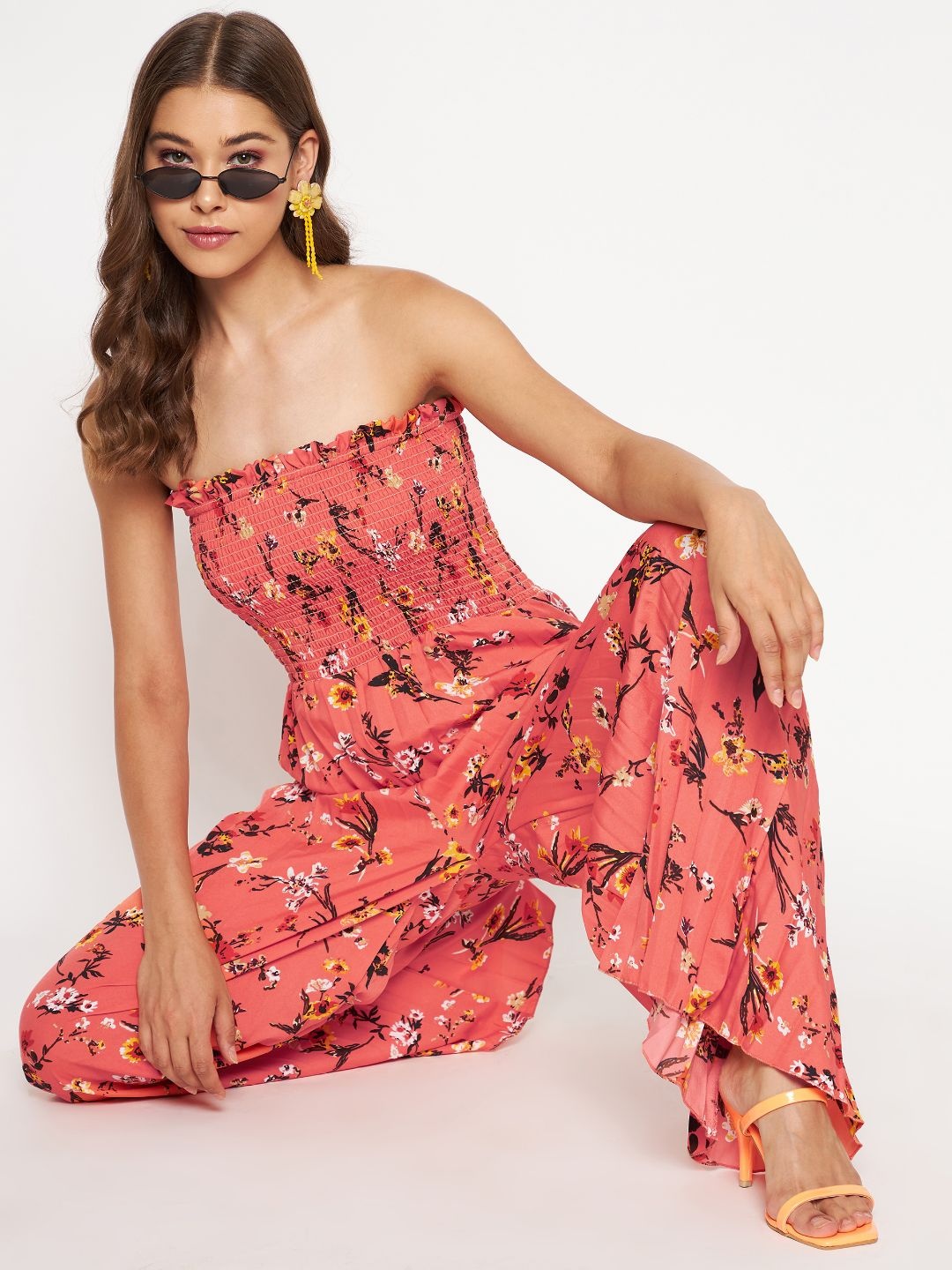 

Uptownie Lite Strapless Printed Basic Jumpsuit, Orange