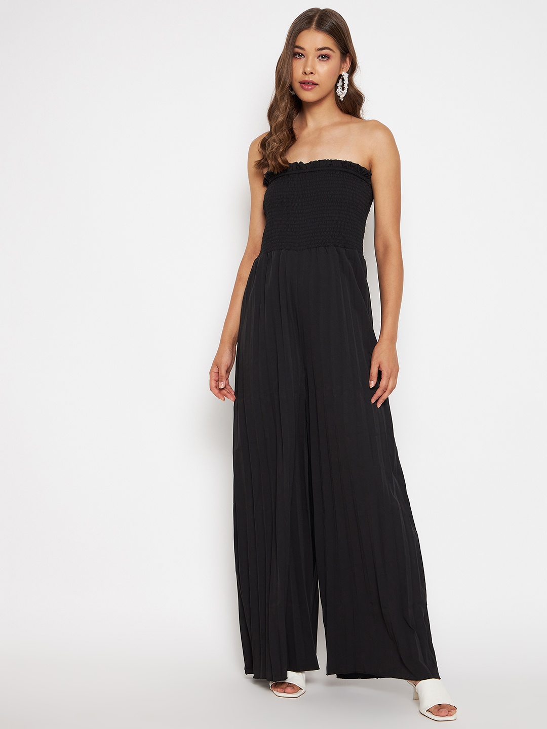 

Uptownie Lite Crepe Smocked Detailed Strapless Maxi Jumpsuit, Black