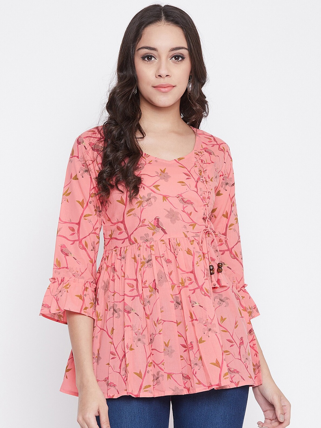 

ETHNIC STREET Pink Floral Print Top