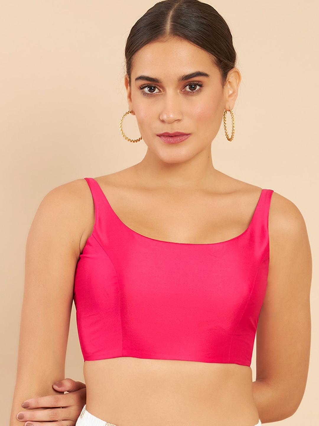 

Soch Women Pink Solid Saree Blouse