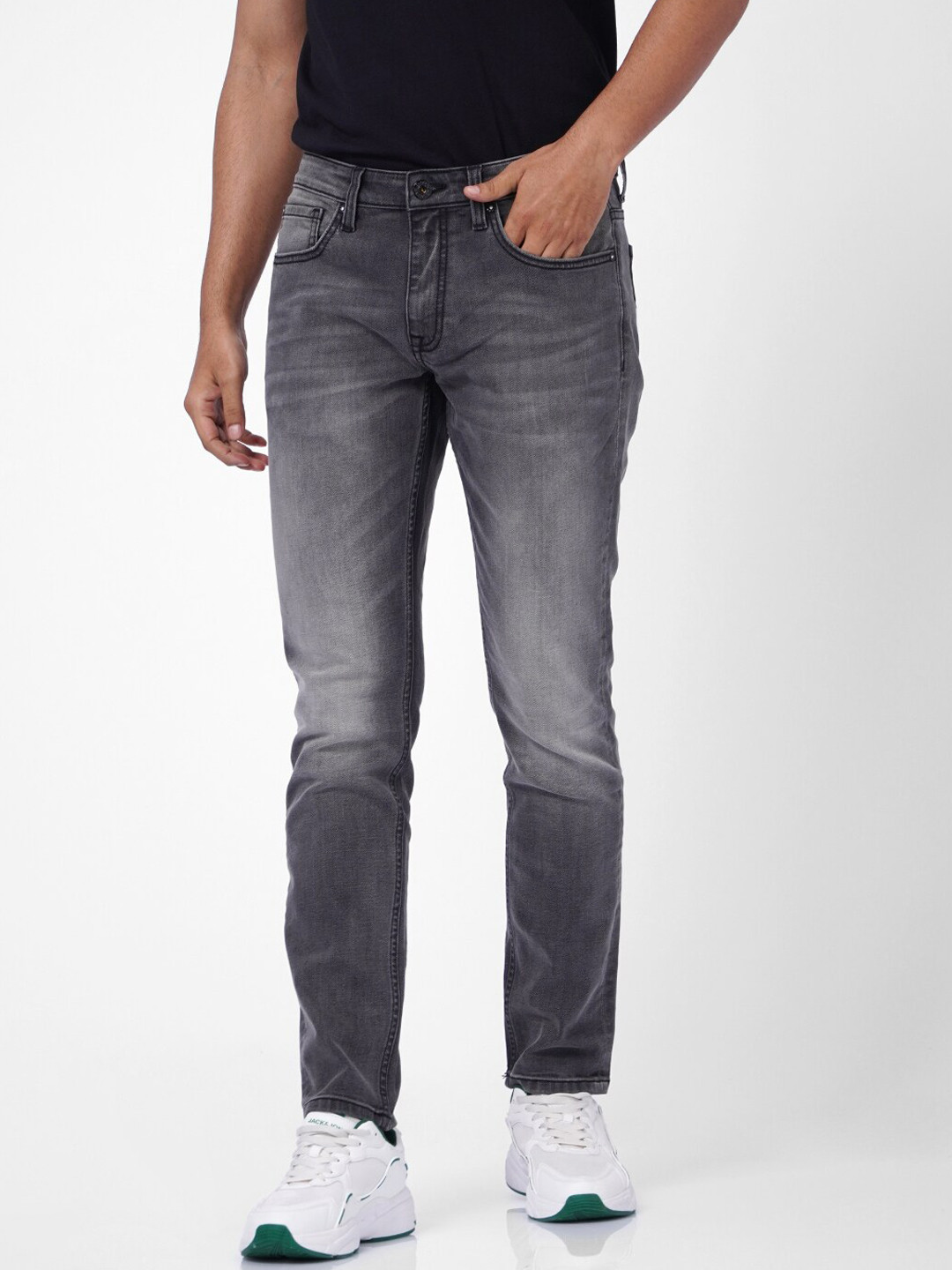 

Jack & Jones Men Grey Low-Rise Heavy Fade Jeans
