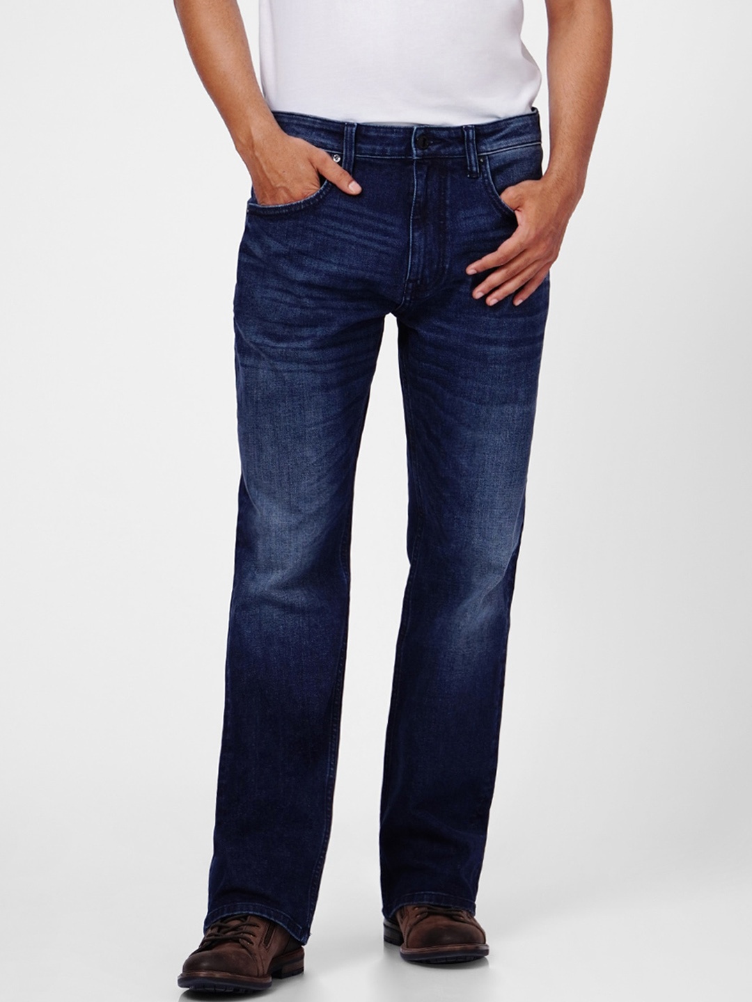 

Jack & Jones Men Blue Low-Rise Low Distress Heavy Fade Jeans