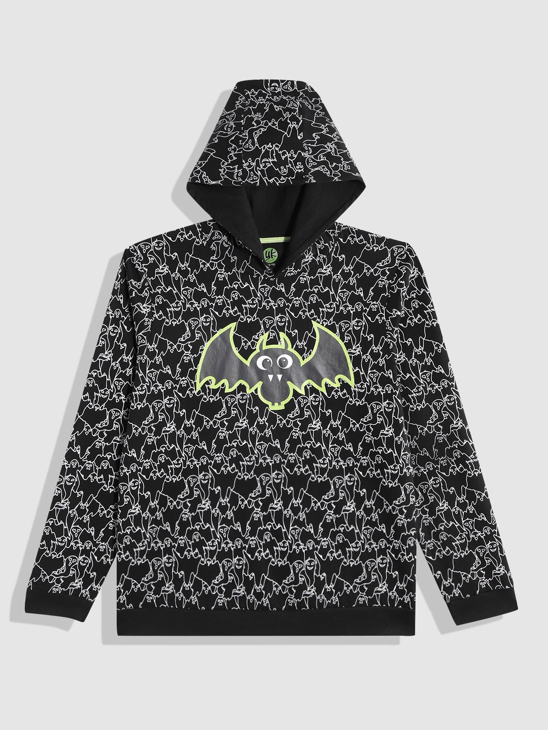 

YK Teen Boys Black & Black Batman Printed Hooded Sweatshirt