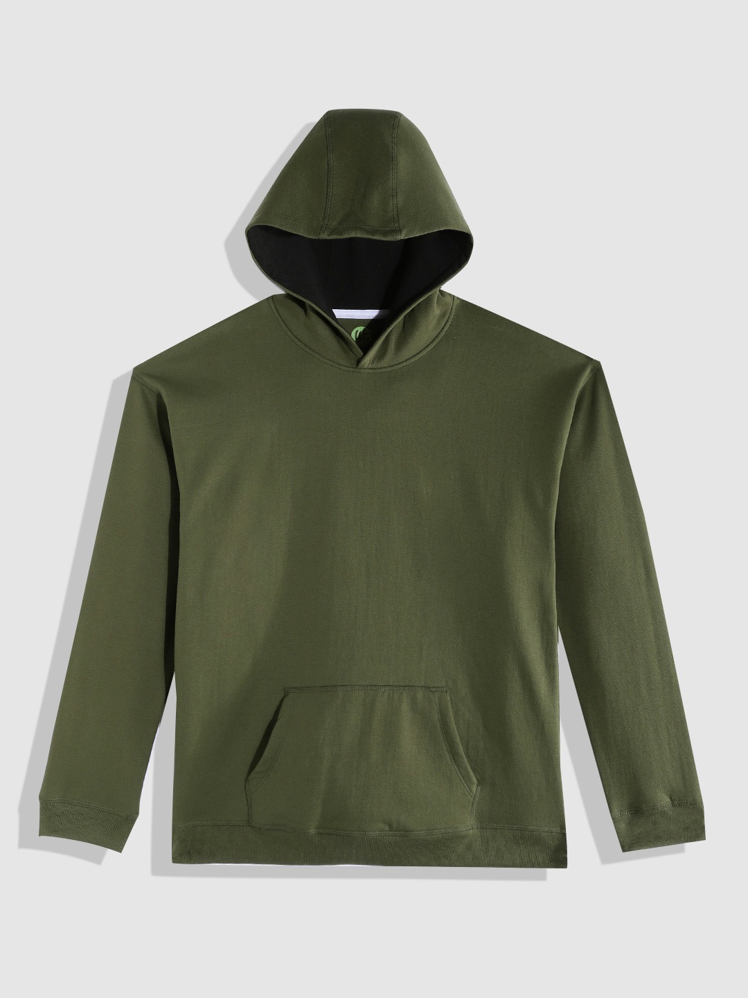 

YK Boys Olive Green Solid Hooded Sweatshirt