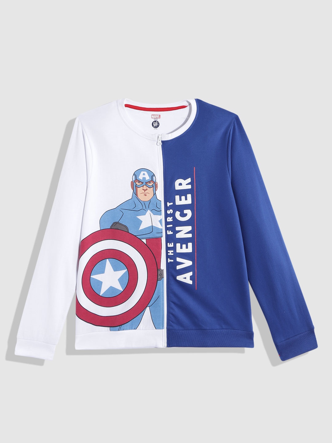 

YK Marvel Boys White & Blue Superhero Printed Sweatshirt
