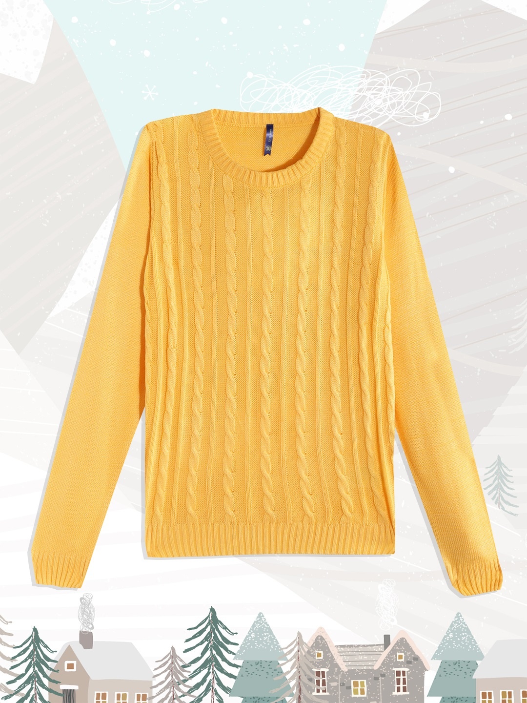 

YK Girls Mustard Yellow Cable Knit Pullover
