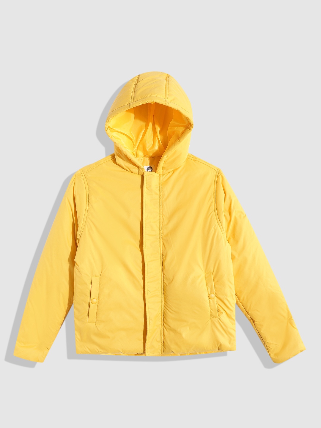 

YK Boys Yellow Solid Hooded Padded Jacket