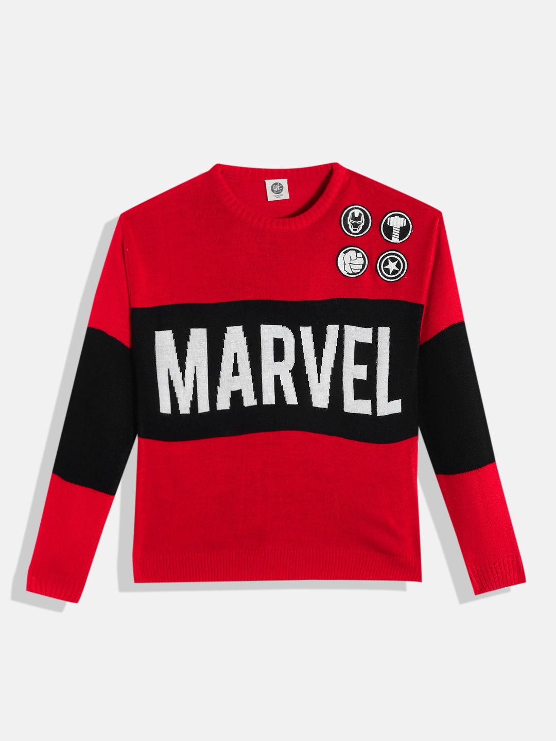 

YK Marvel Boys Red & Black Striped Marvel Print Pullover