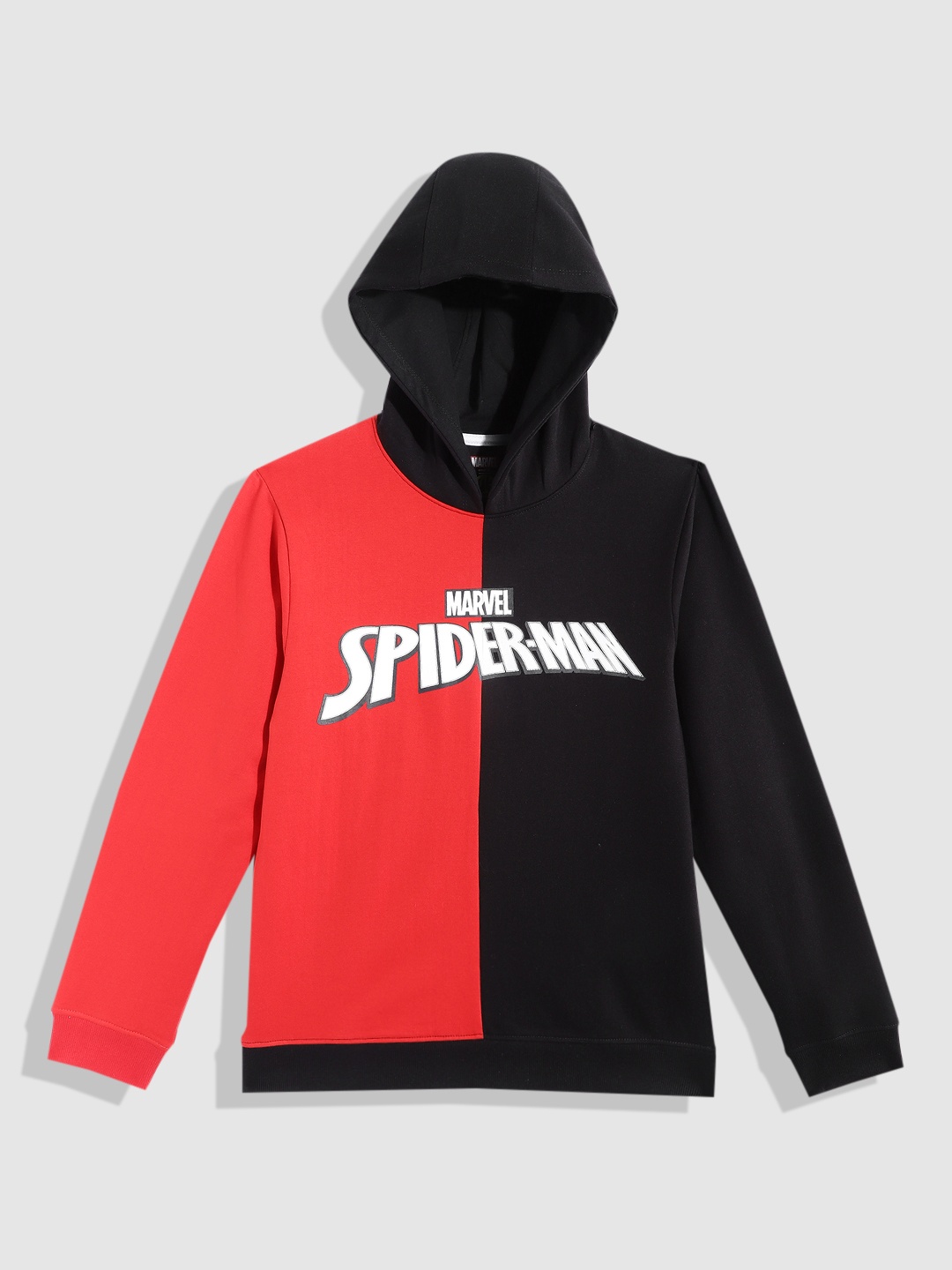 

YK Marvel Boys Black & Red Colourblocked Spider-Man Hooded Sweatshirt