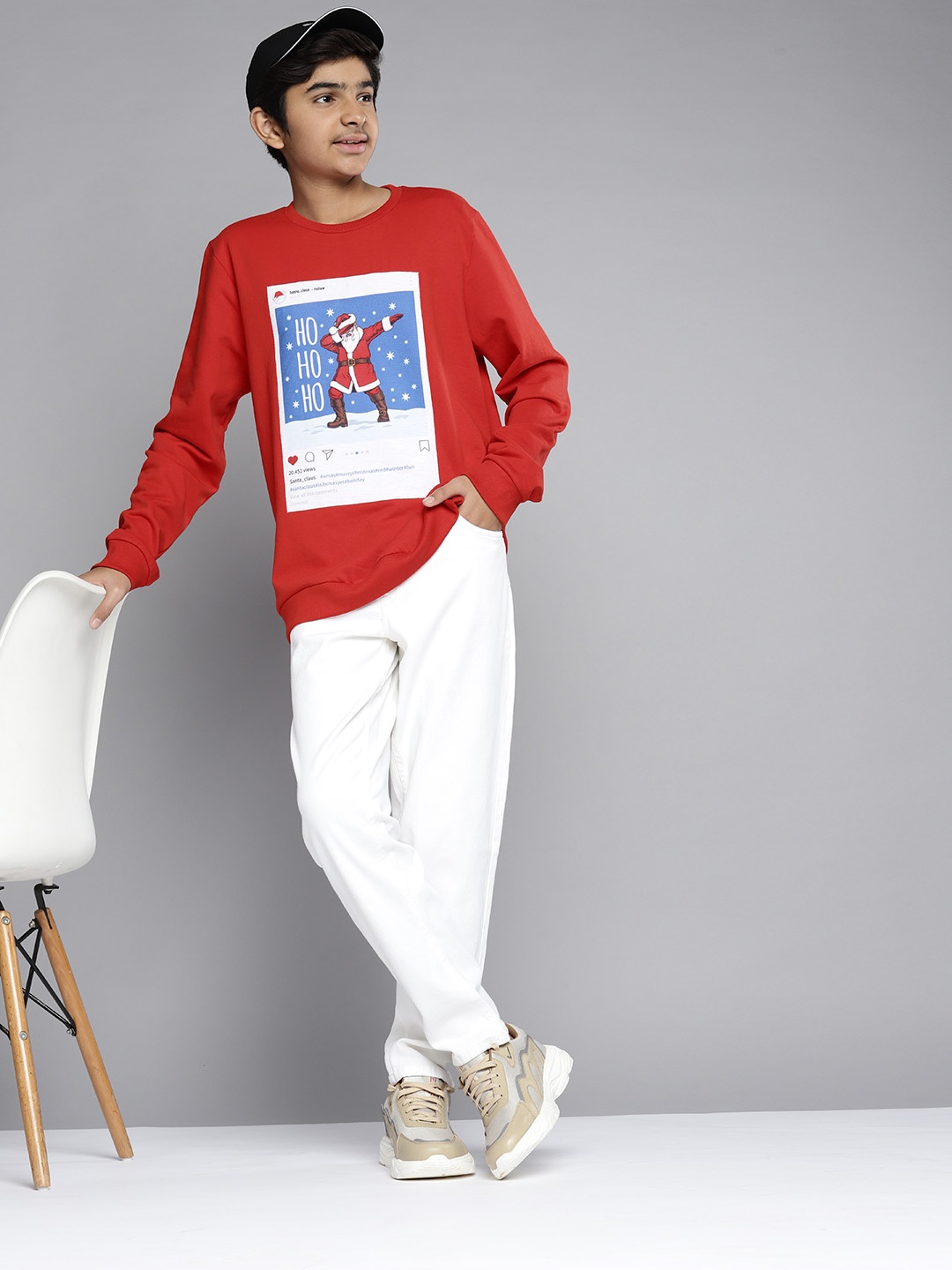 

YK Teen Boys Red & Blue Christmas Printed Sweatshirt