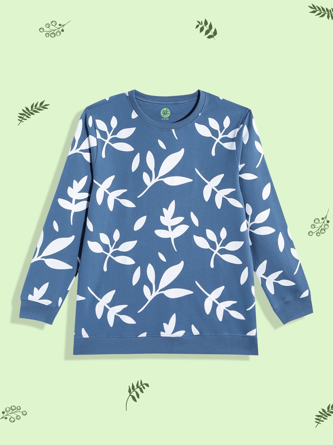 

YK Girls Blue & White Tropical Printed Sweatshirt
