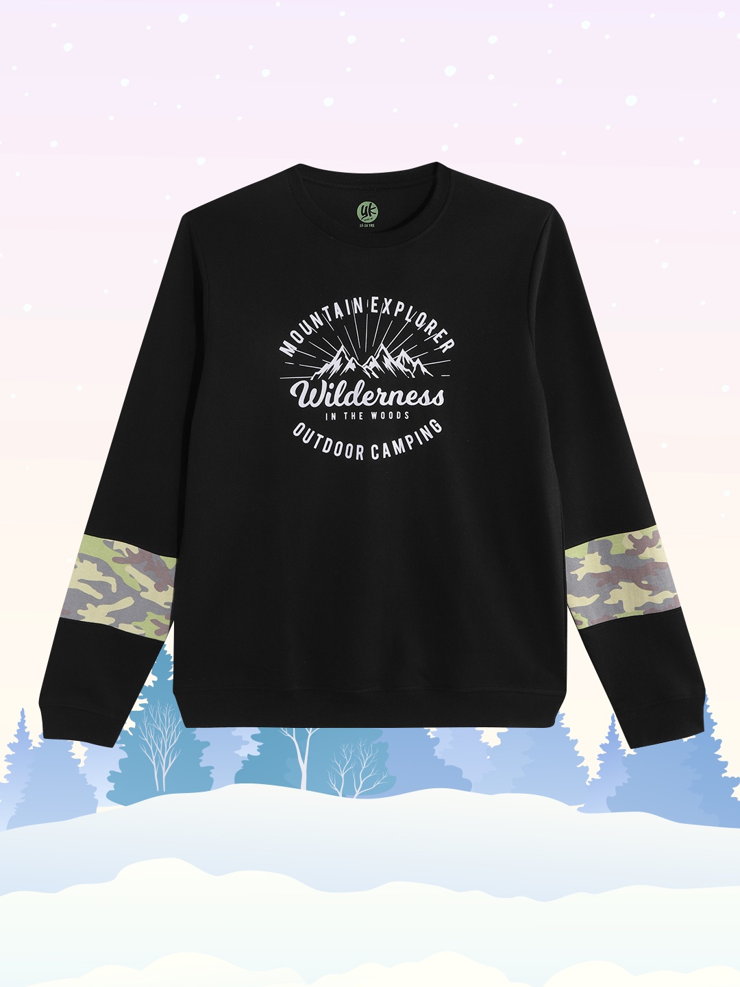 

YK Teen Boys Black & White Graphic Printed Sweatshirt