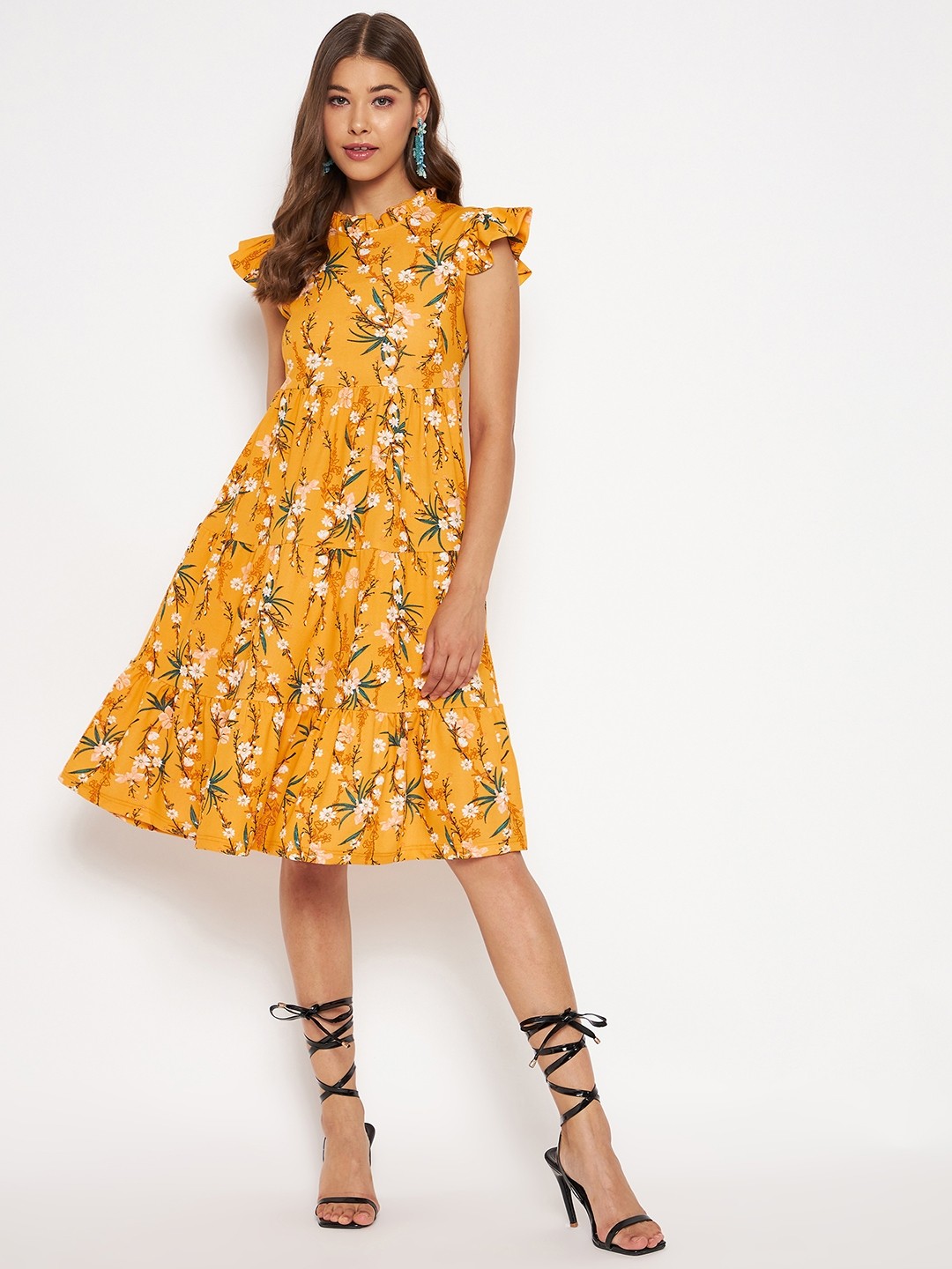 

Uptownie Lite Yellow Floral Drop-Waist Dress