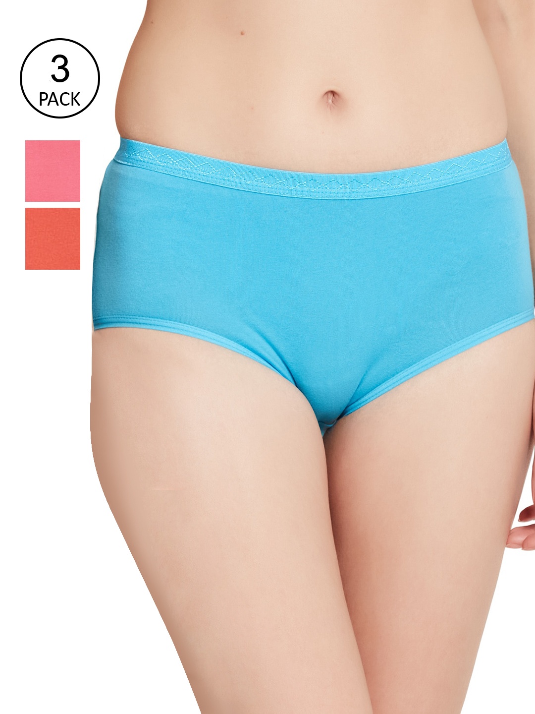 

UNMADE Women Pack Of 3 Pink & Blue Assorted Hipster Briefs