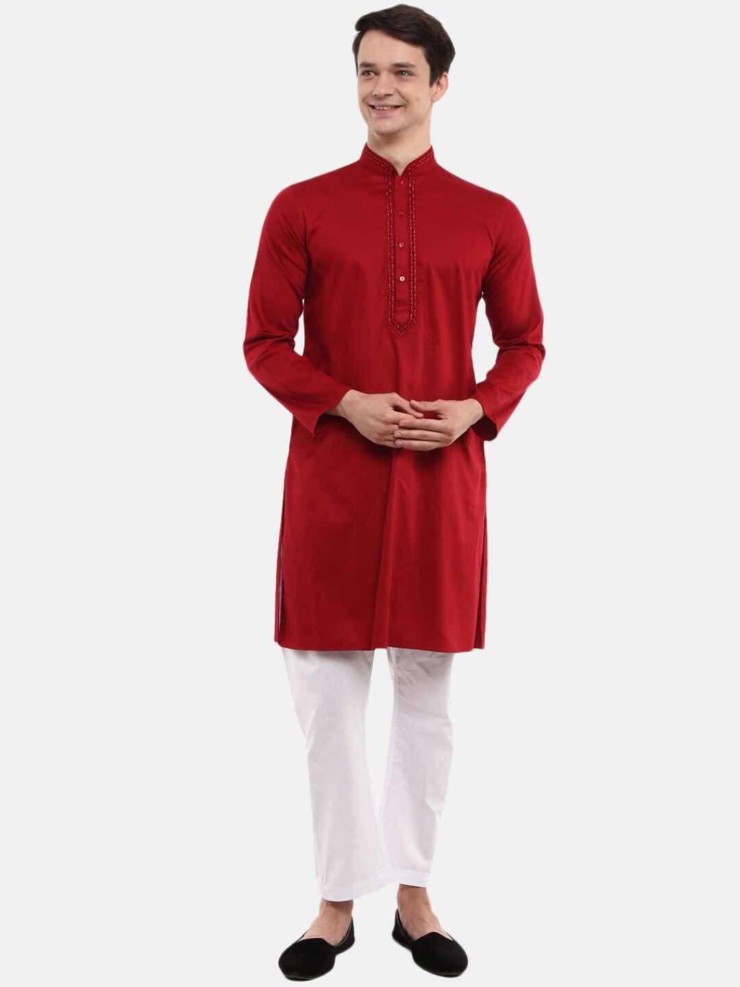 

V-Mart Men Red Kurti with Pyjamas