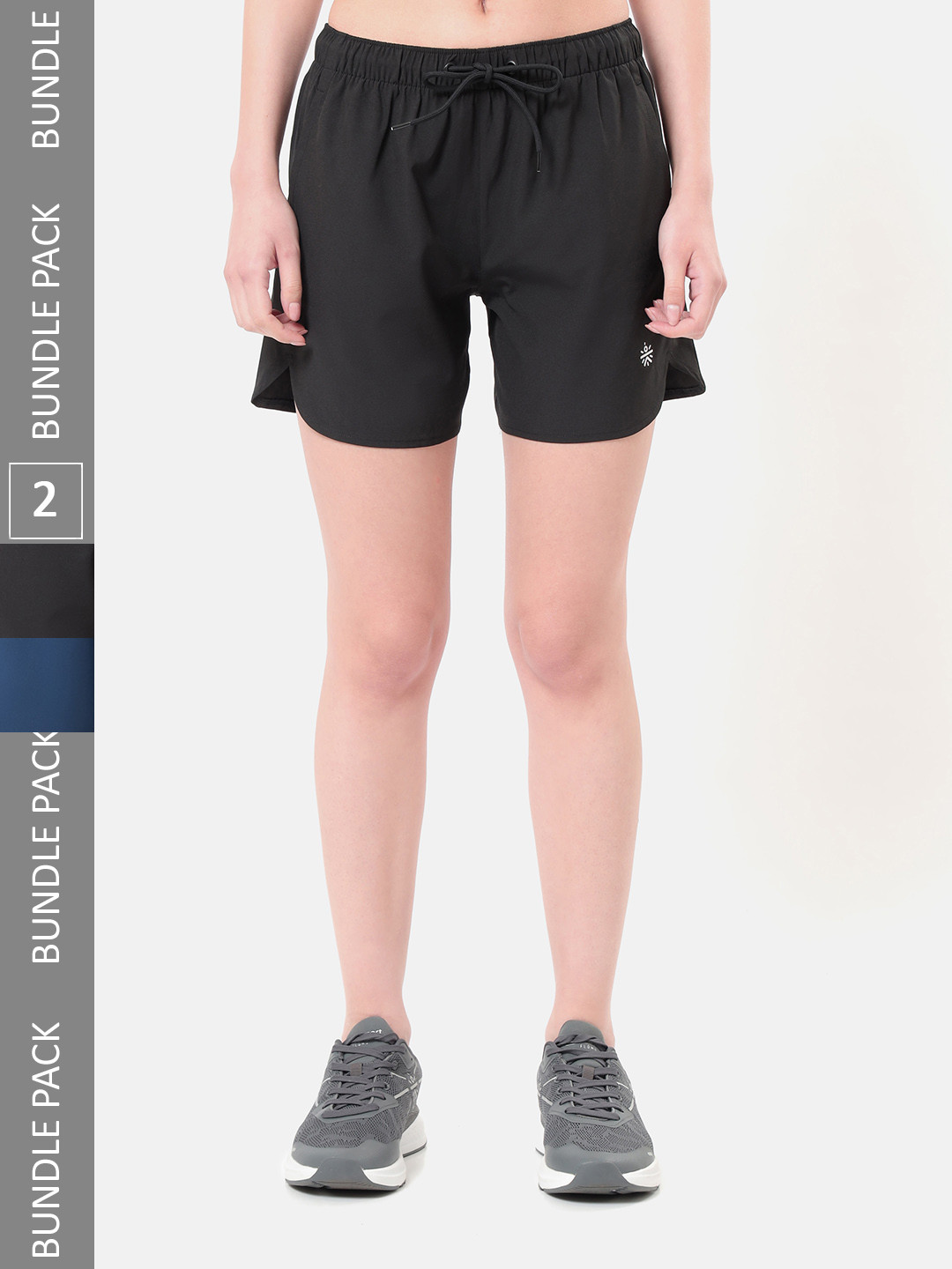 

cultsportone Women Pack of 2 Black & Navy Blue Training or Gym Sports Shorts