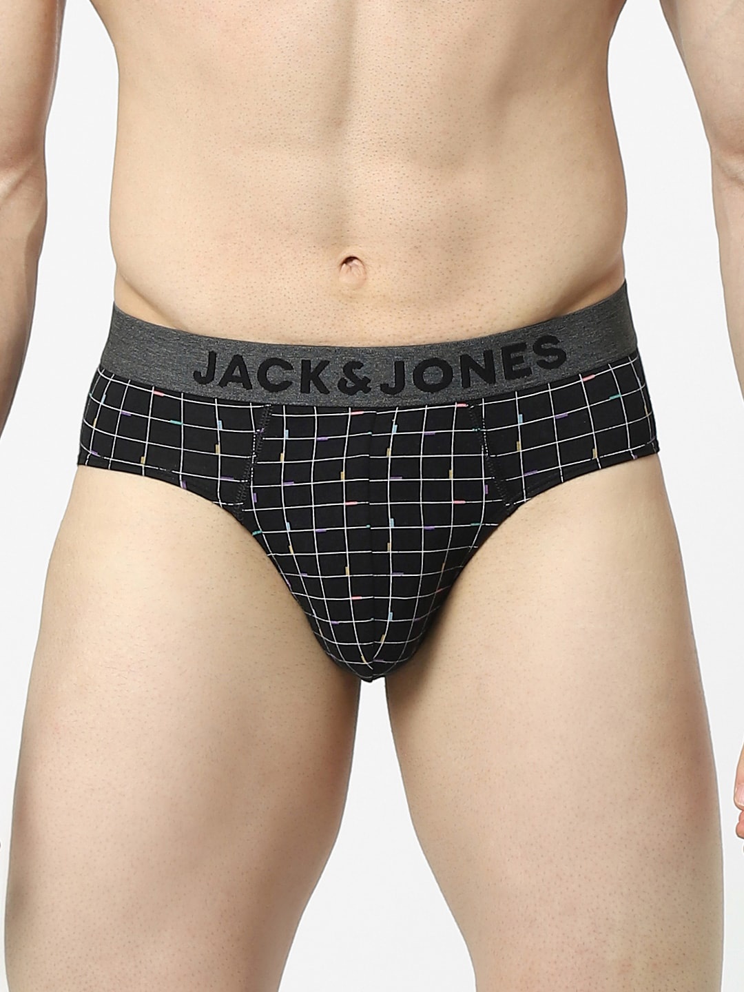 

Jack & Jones Men Black Checks Basic Anti Odour Briefs
