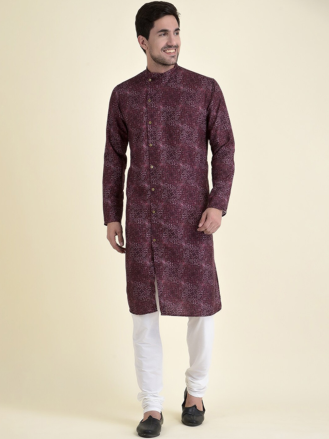 

TABARD Men Purple Cotton Printed Kurta with Churidar