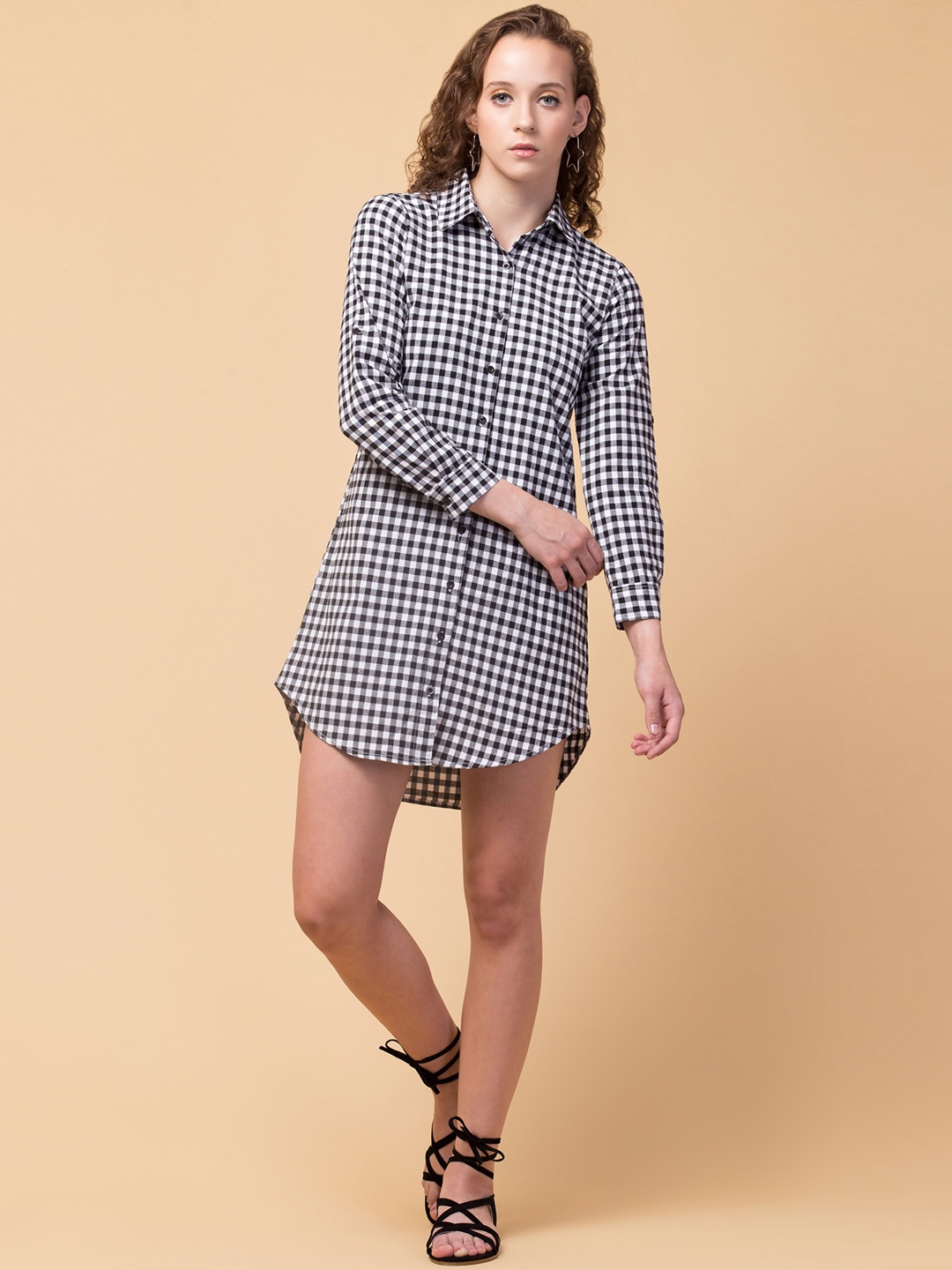 

Hive91 Black Checked Shirt Dress