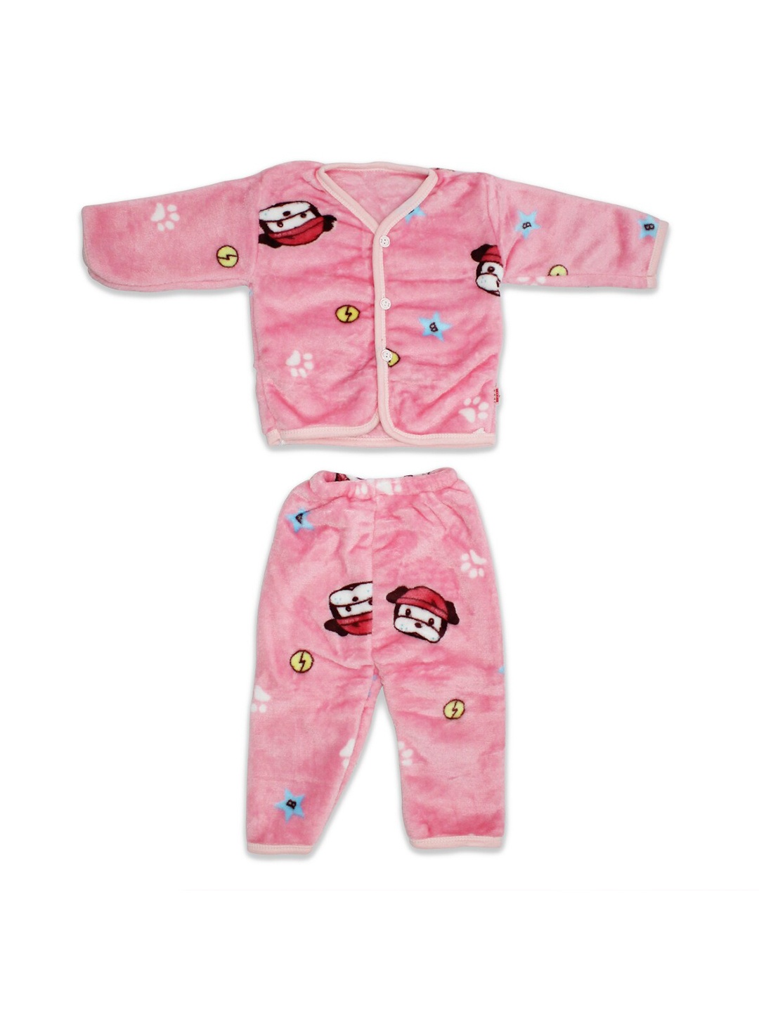 

Born Babies Unisex Kids Pink & White Humour and Comic Printed Velour Cardigan