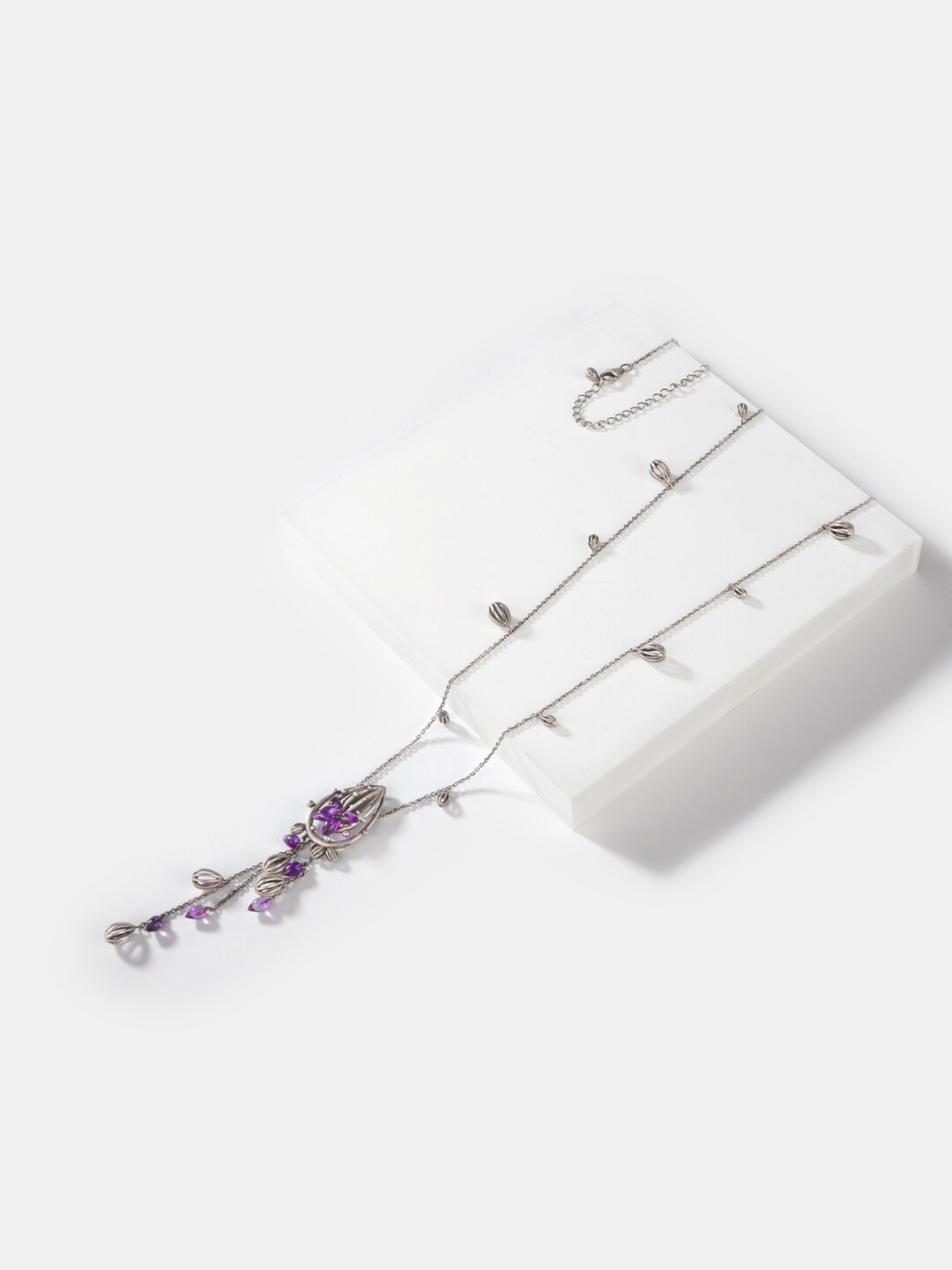 

SHAYA Silver-Toned & Purple Sterling Silver Necklace