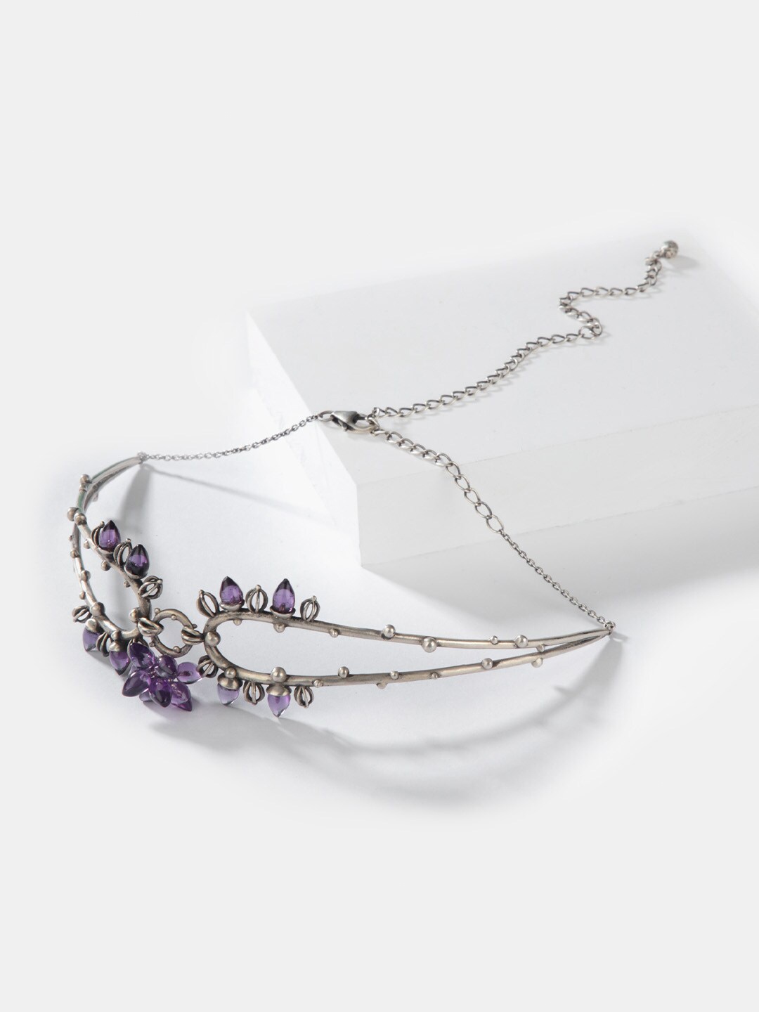 

SHAYA Silver-Toned & Purple Sterling Silver Necklace