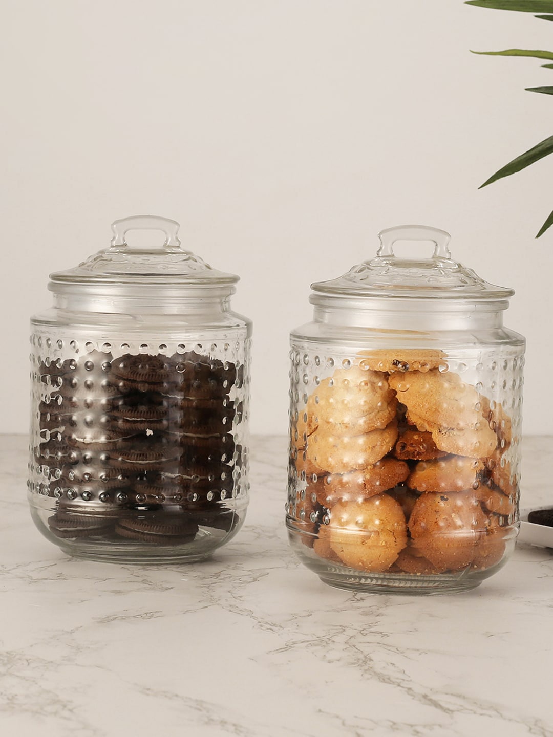 

HomeTown Set Of 2 Transparent Textured Kitchen Storage