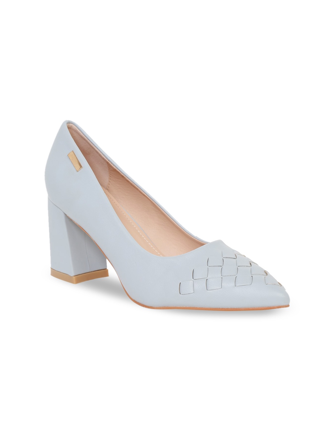 

Flat n Heels Women Blue Embellished Block Pumps