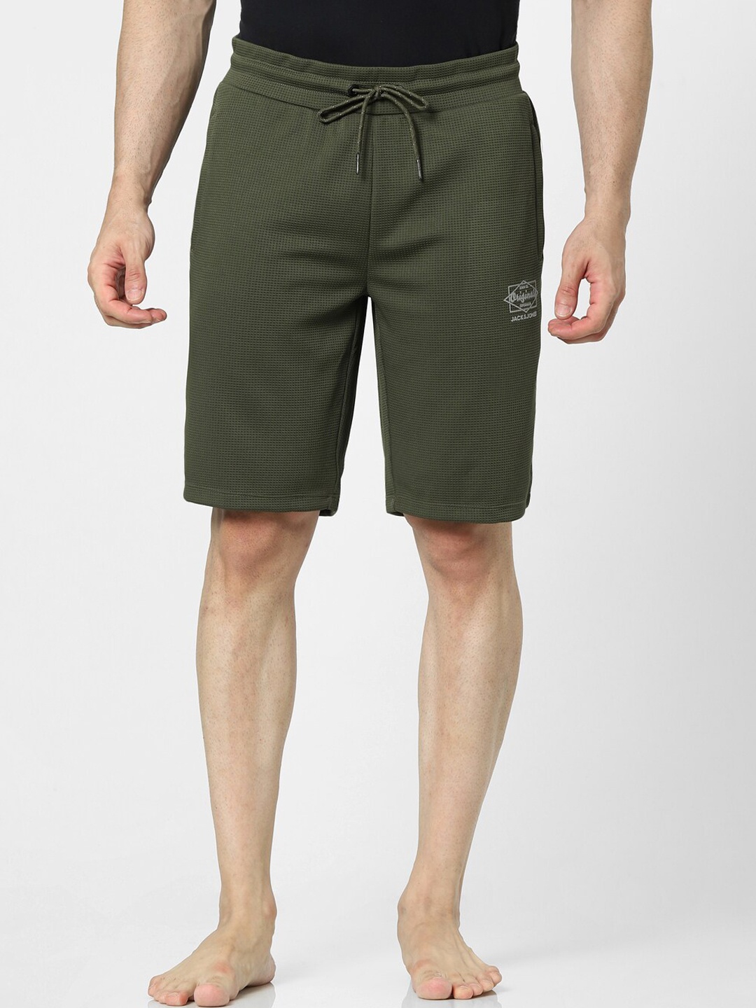 

Jack & Jones Men Green Low-Rise Shorts