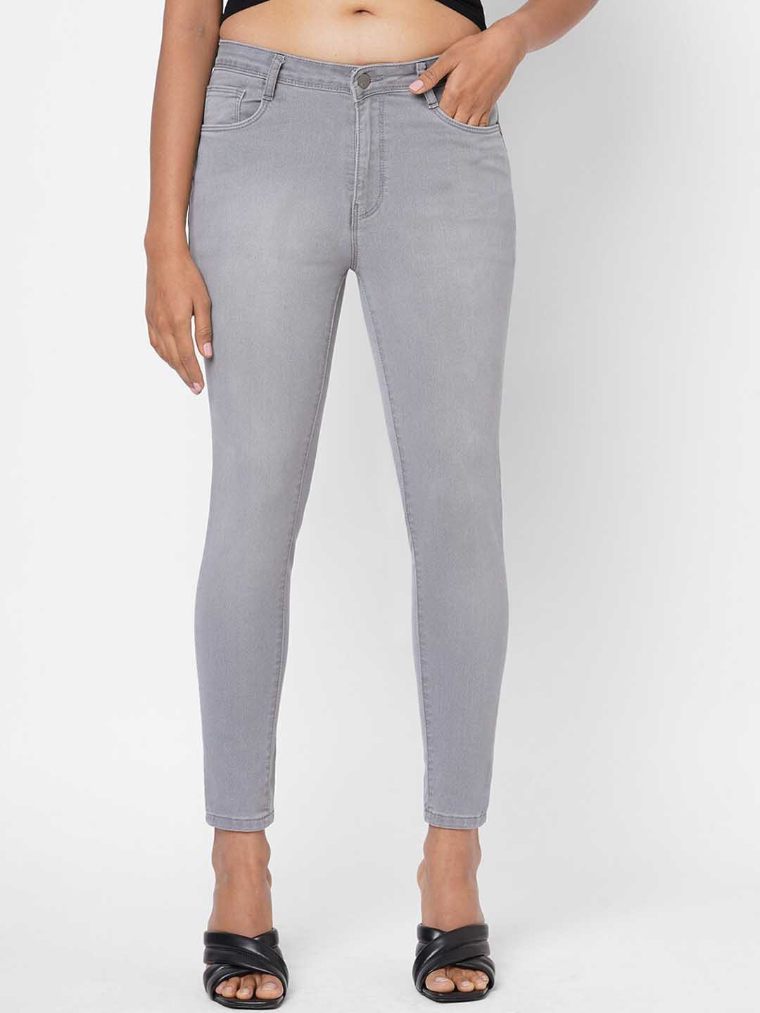 

Kraus Jeans Women Grey Skinny Fit High-Rise Light Fade Stretchable Jeans