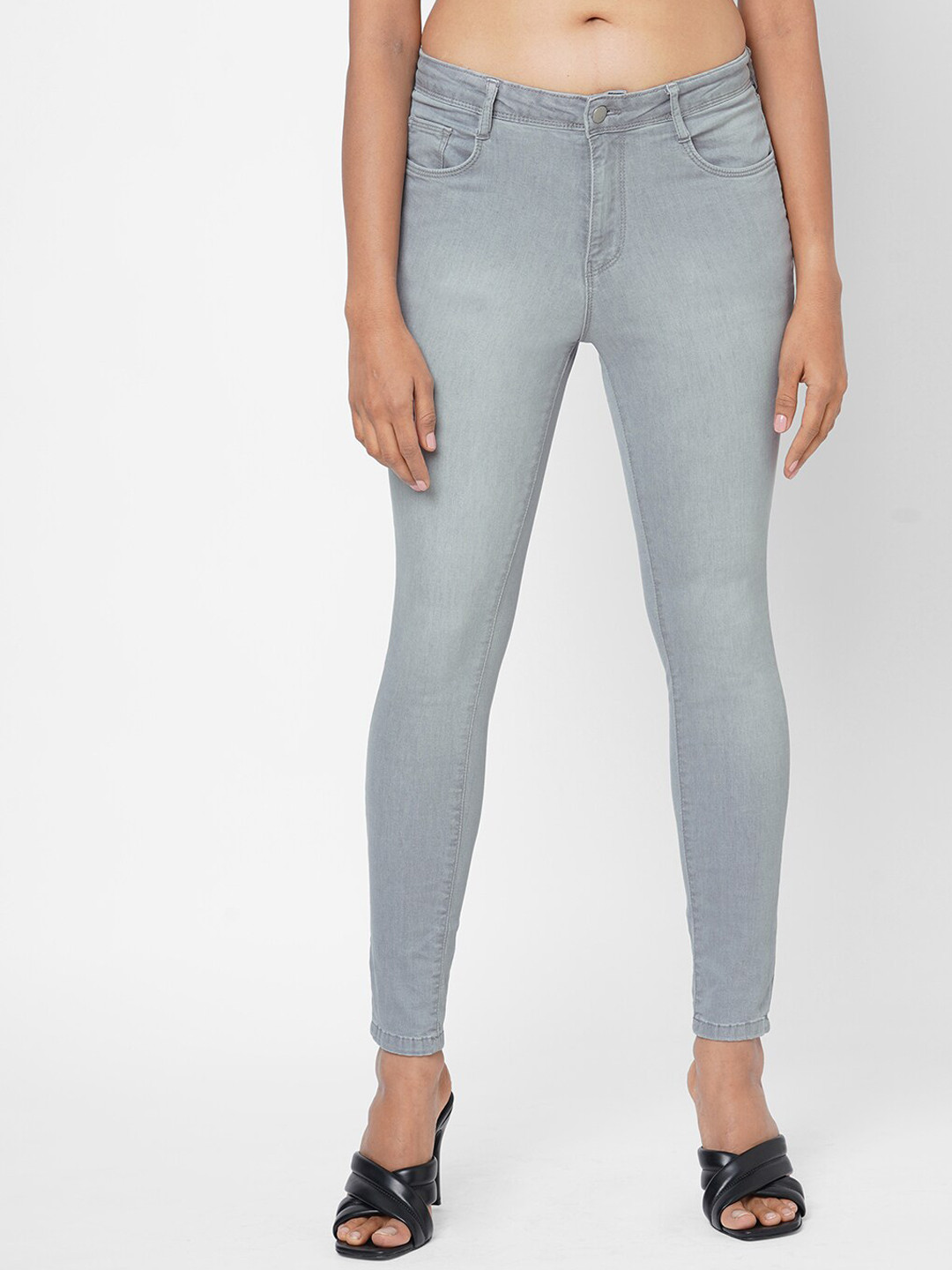 

Kraus Jeans Women Grey Skinny Fit High-Rise Light Fade Stretchable Jeans