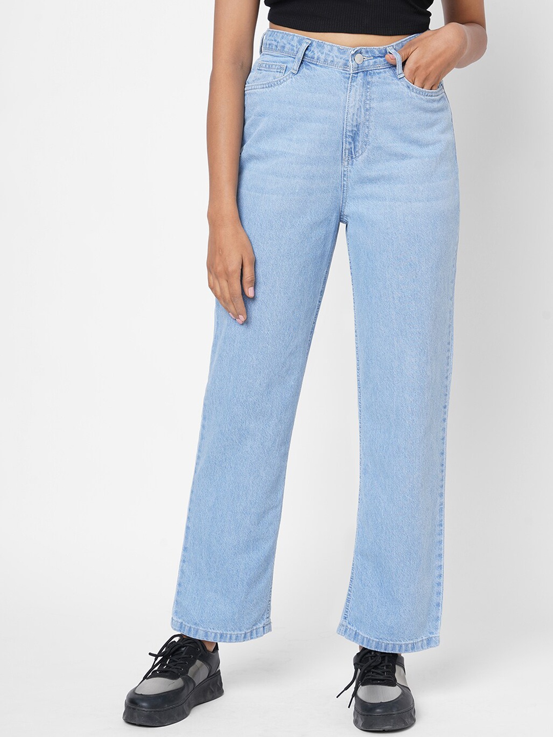 

Kraus Jeans Women Blue Straight Fit High-Rise Jeans
