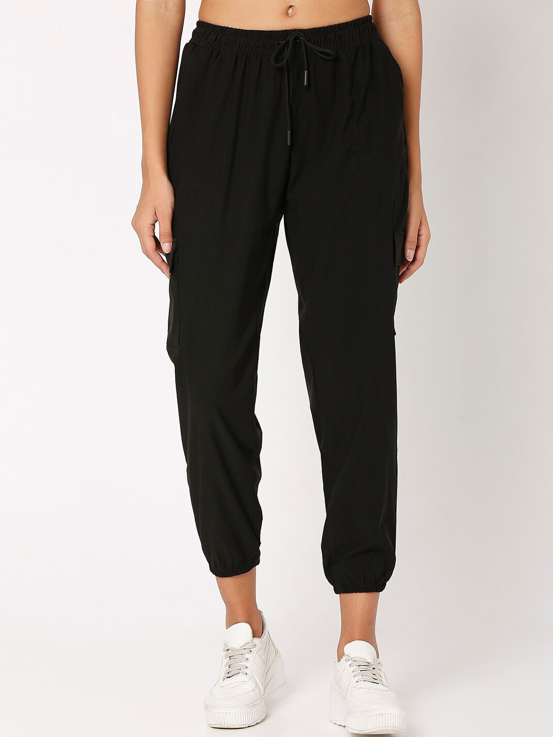 

Smarty Pants Women Black Loose Fit High-Rise Joggers Trousers