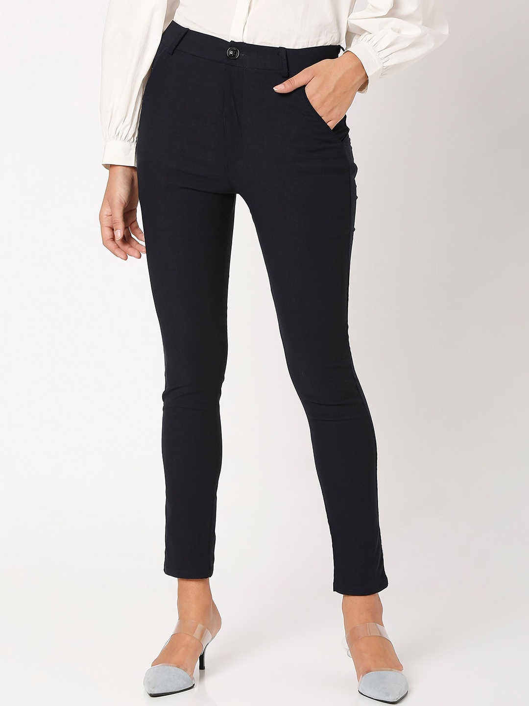 

Smarty Pants Women Blue Skinny Fit High-Rise Trousers
