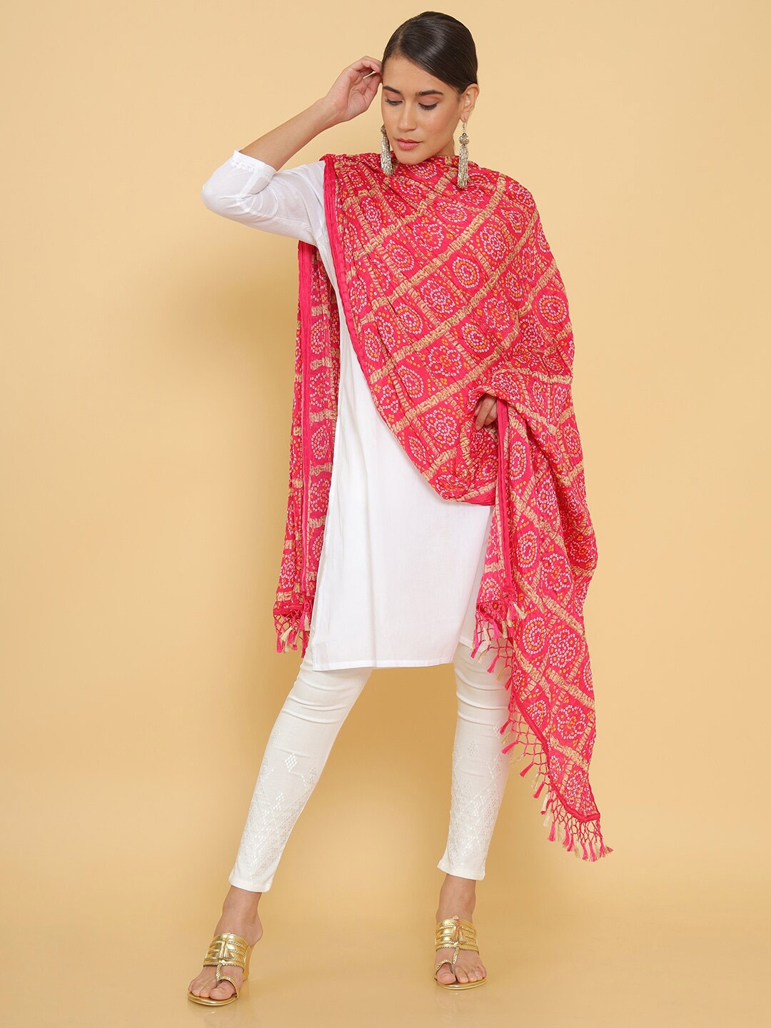 

Soch Pink & White Printed Dupatta