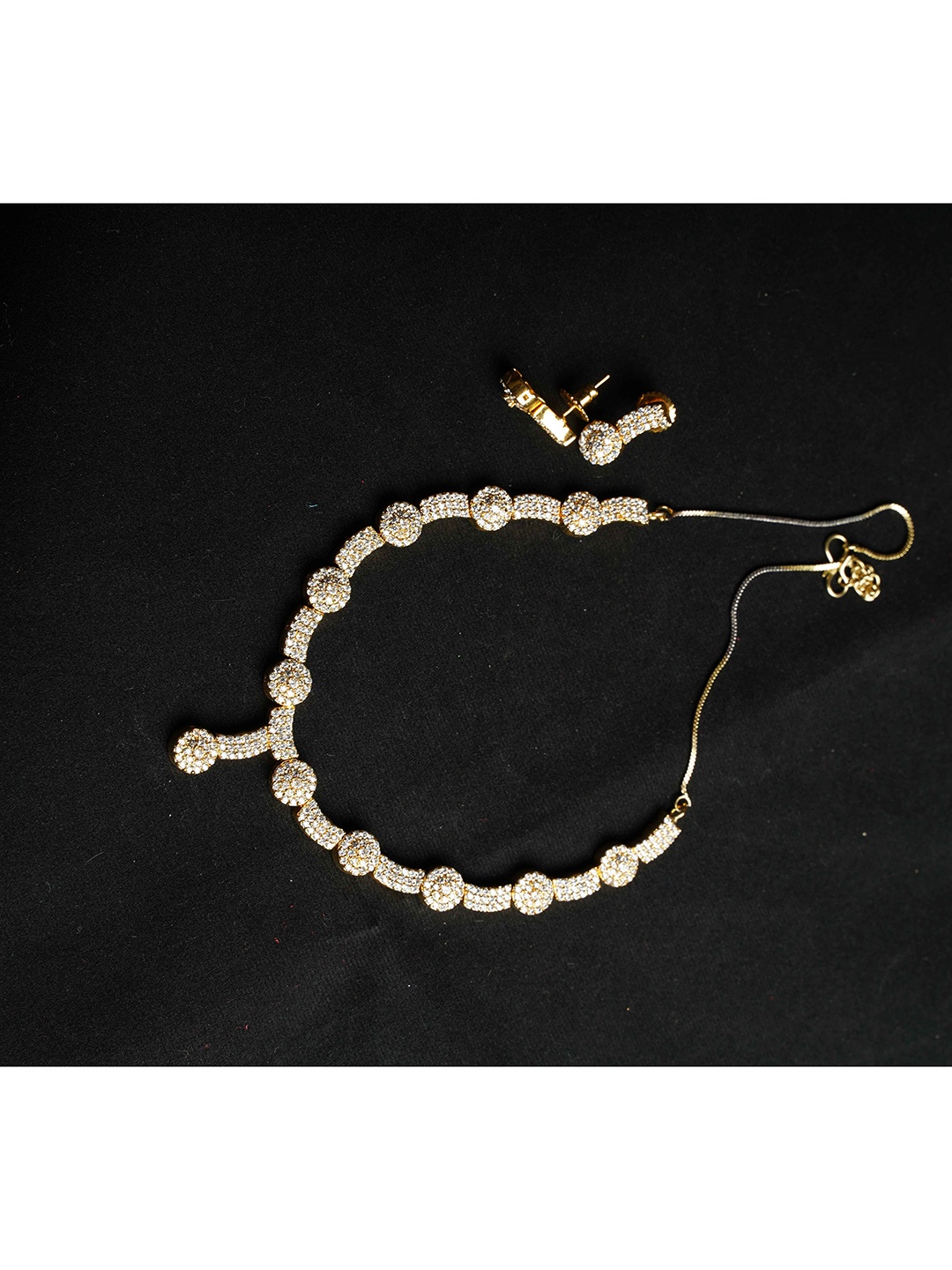 

NASTEE Gold-Plated White CZ-Studded Jewellery Set