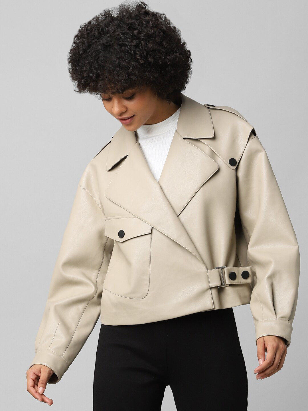 

ONLY Women Beige Colourblocked Longline Tailored Jacket