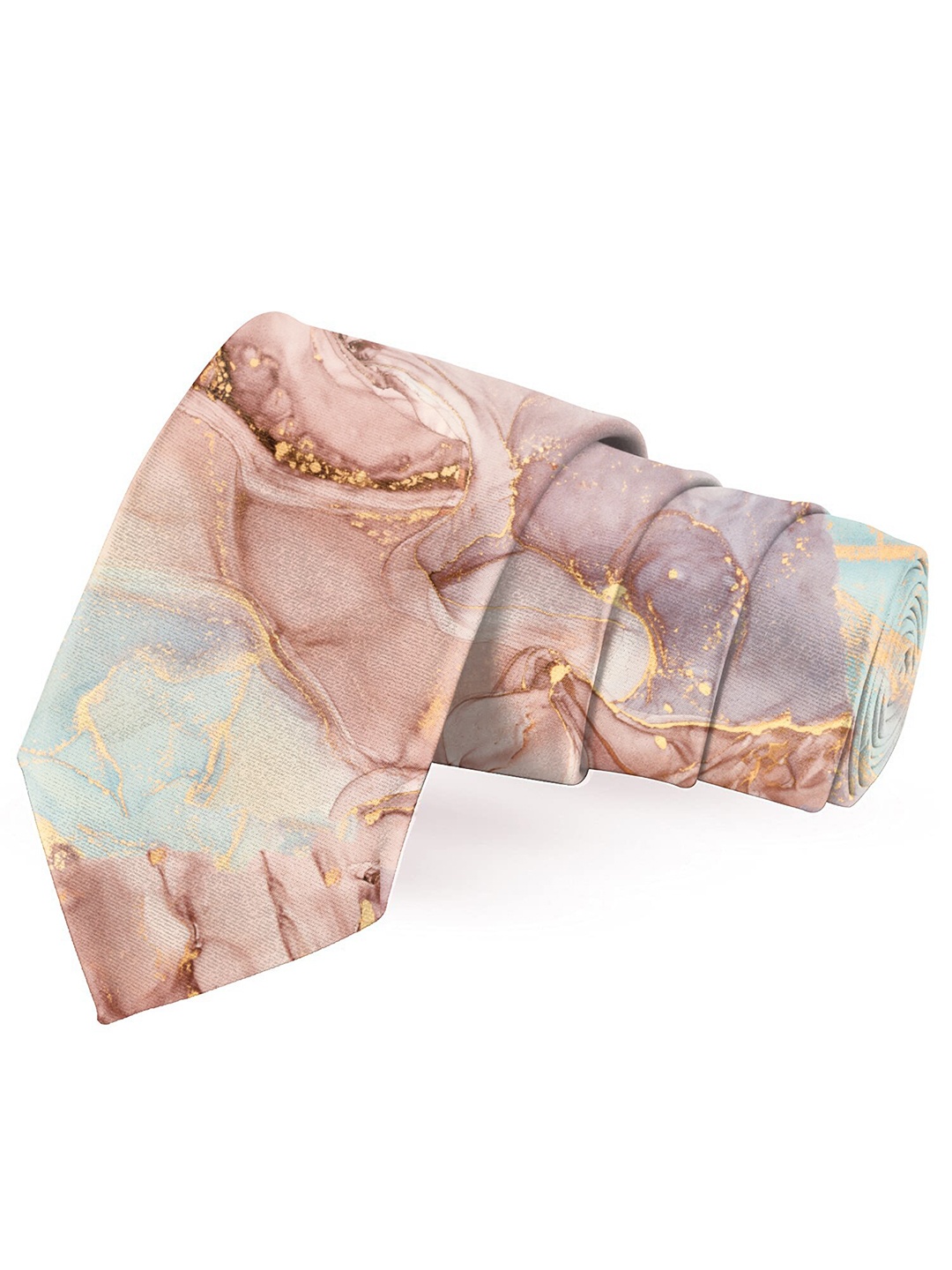

Blacksmith Men Beige & Blue Printed Broad Tie