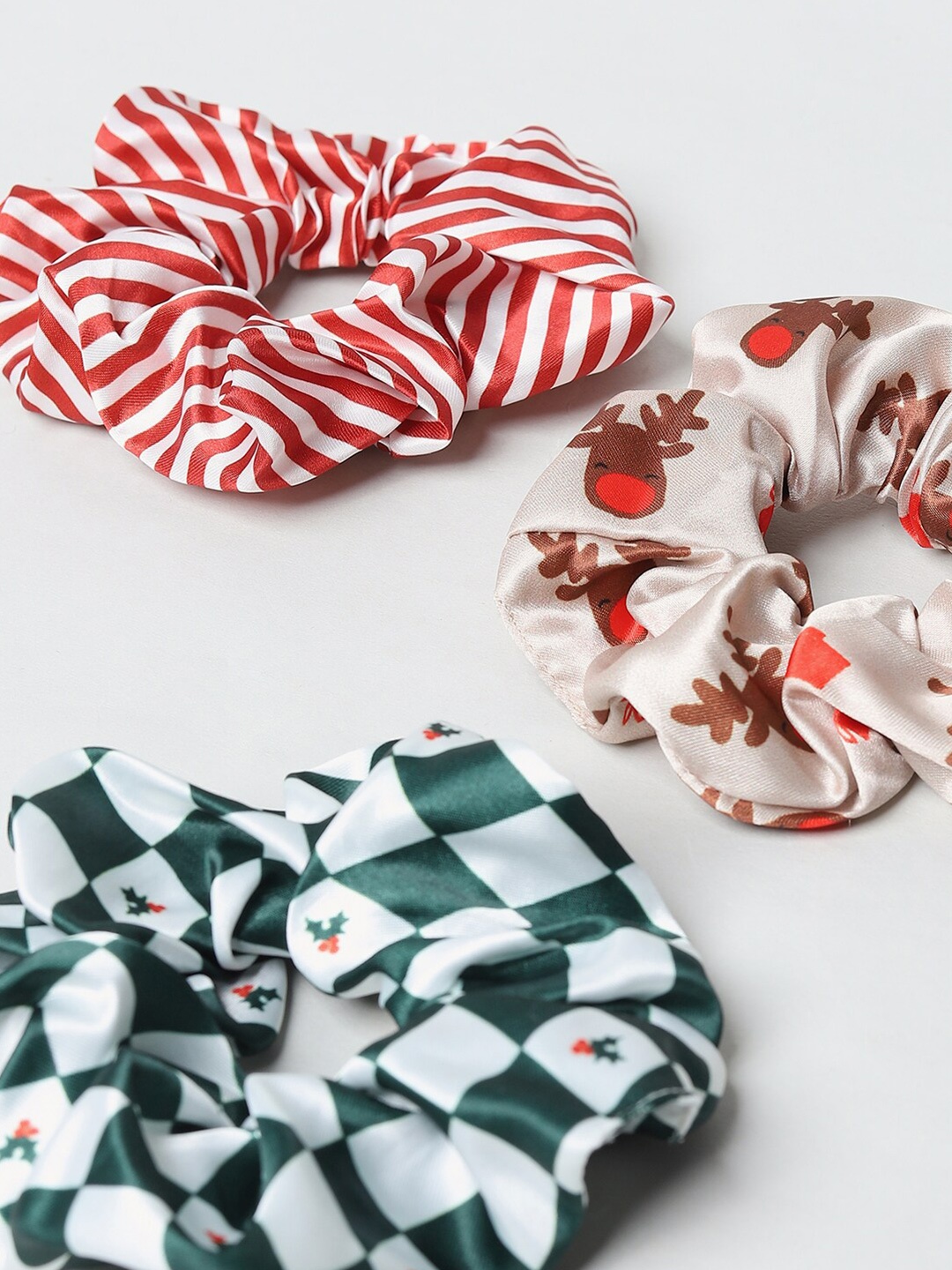 

ONLY Women's Red & White Set Of 3 Ponytail Holders