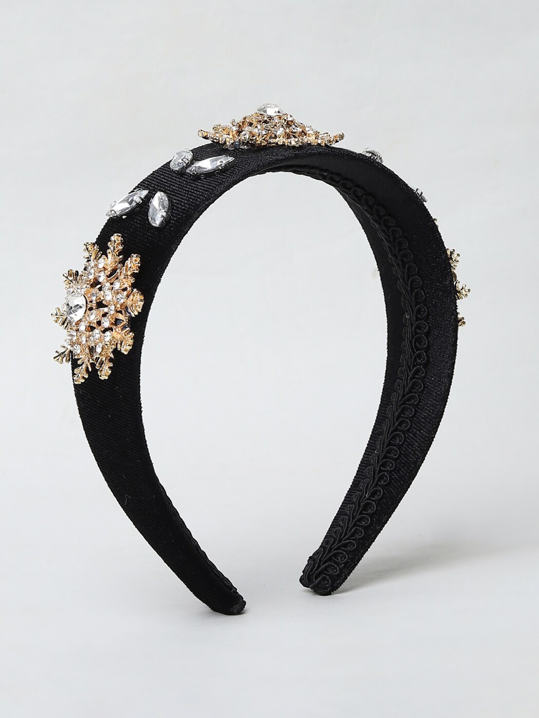 

ONLY Women Black & Silver-Toned Embellished Hairband