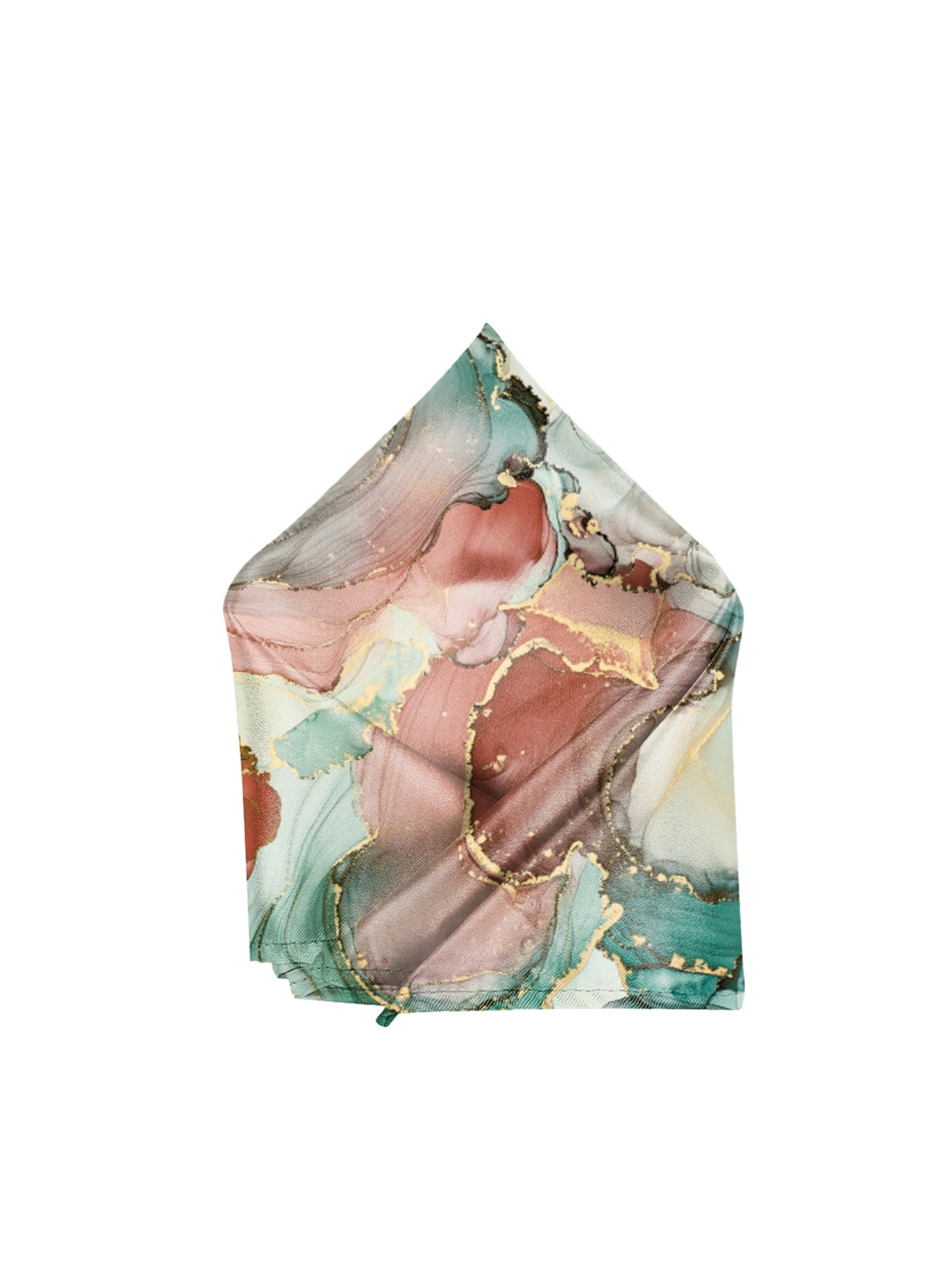 

Blacksmith Men Green & Pink Printed Satin Pocket Square