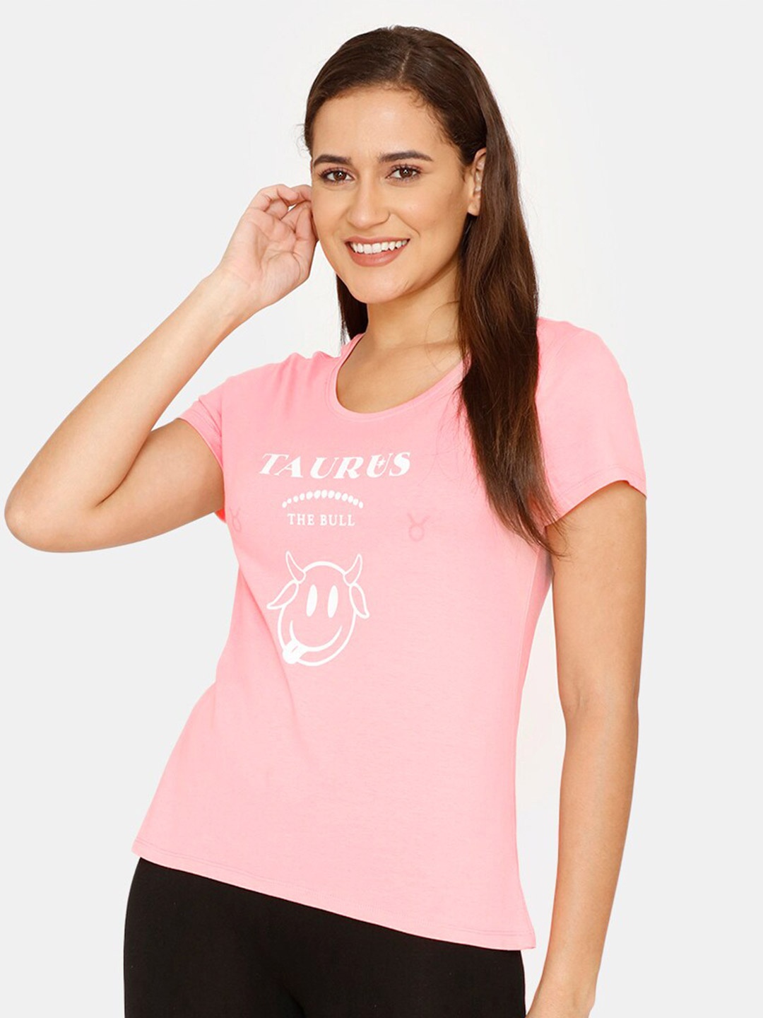 

Rosaline by Zivame Pink & White Print Top