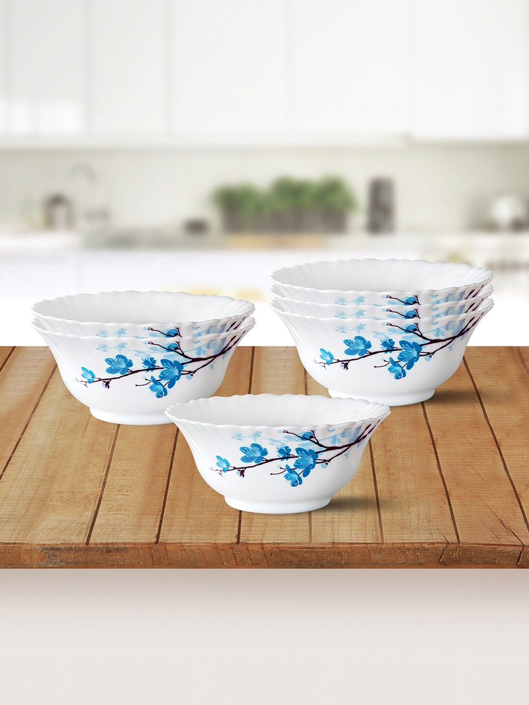 

Larah by BOROSIL White & 6 Pieces Floral Printed Opalware Glossy Bowls