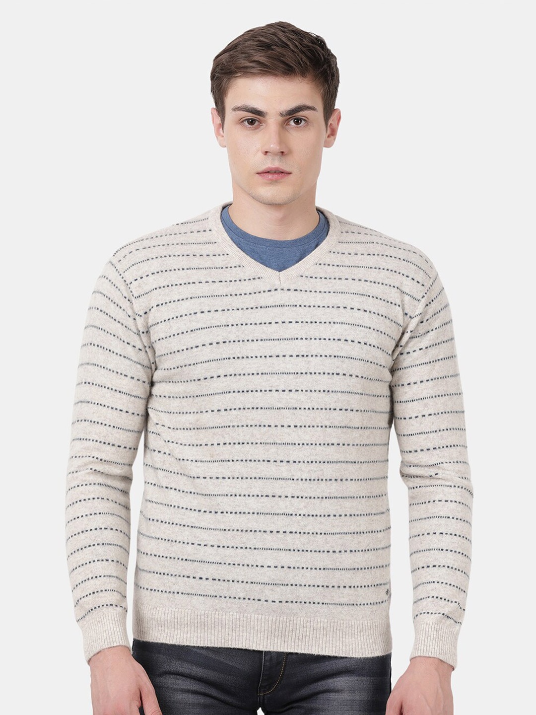 

t-base Men Grey Cable Knit Woolen Sweater