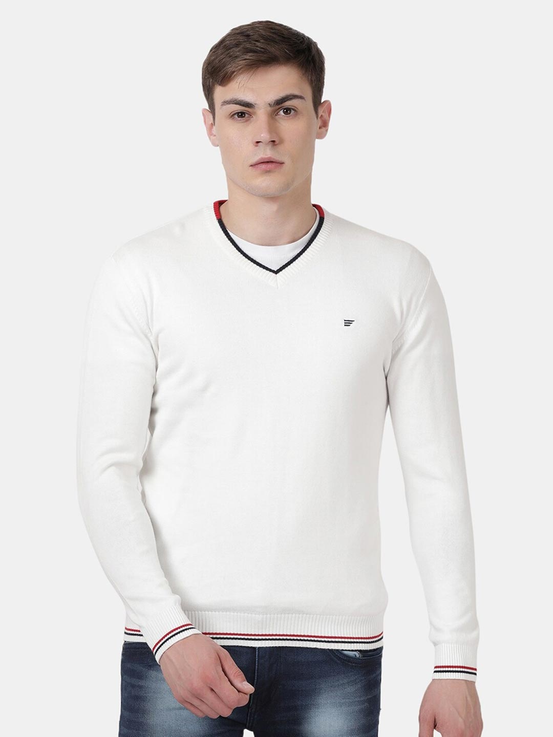 

t-base Men Off White Solid Pullover