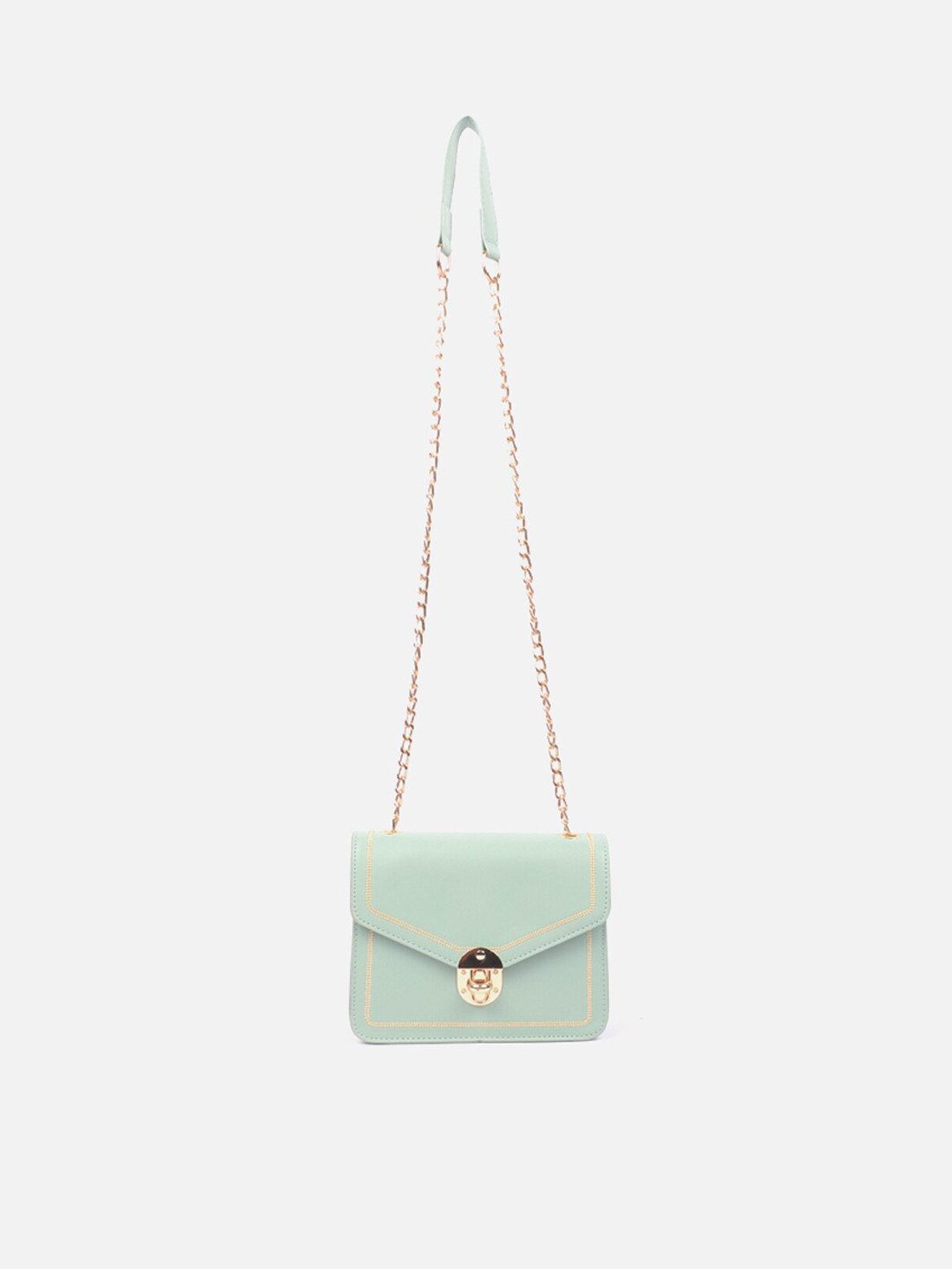 

Carlton London Multicoloured Textured Structured Sling Bag with Quilted, Sea green