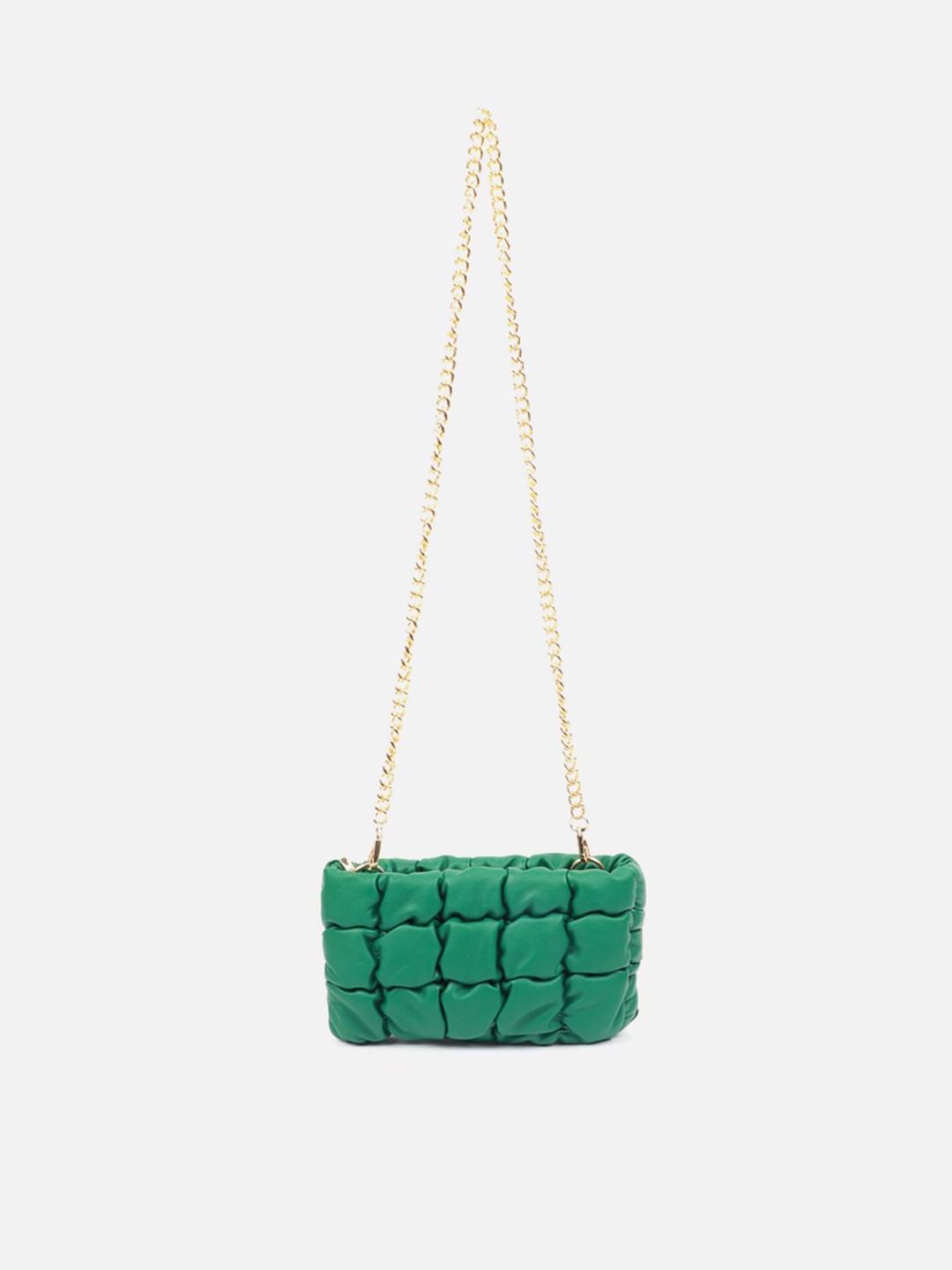 

Carlton London Green Textured Structured Sling Bag with Quilted
