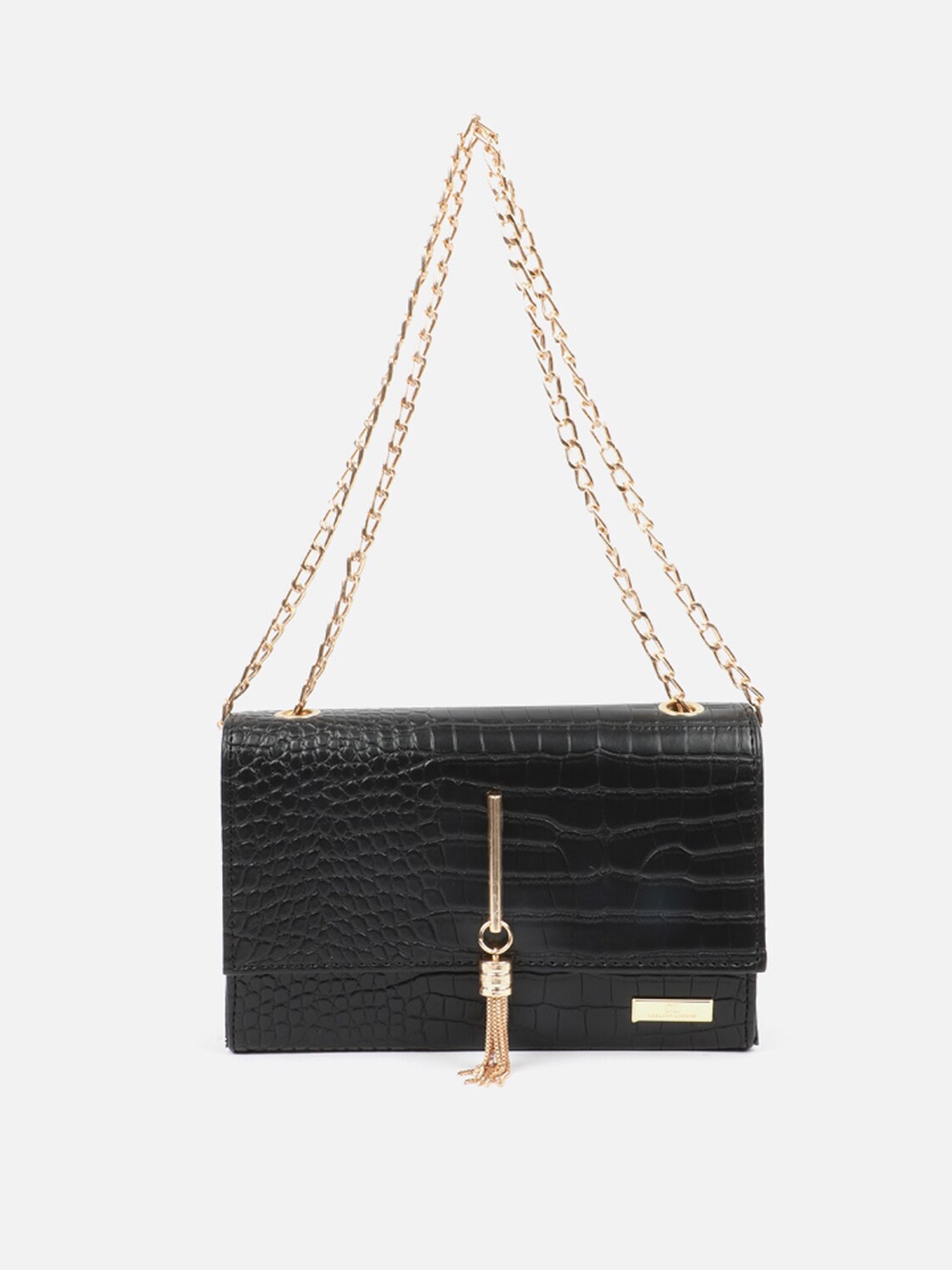 

Carlton London Black Textured Structured Handheld Bag